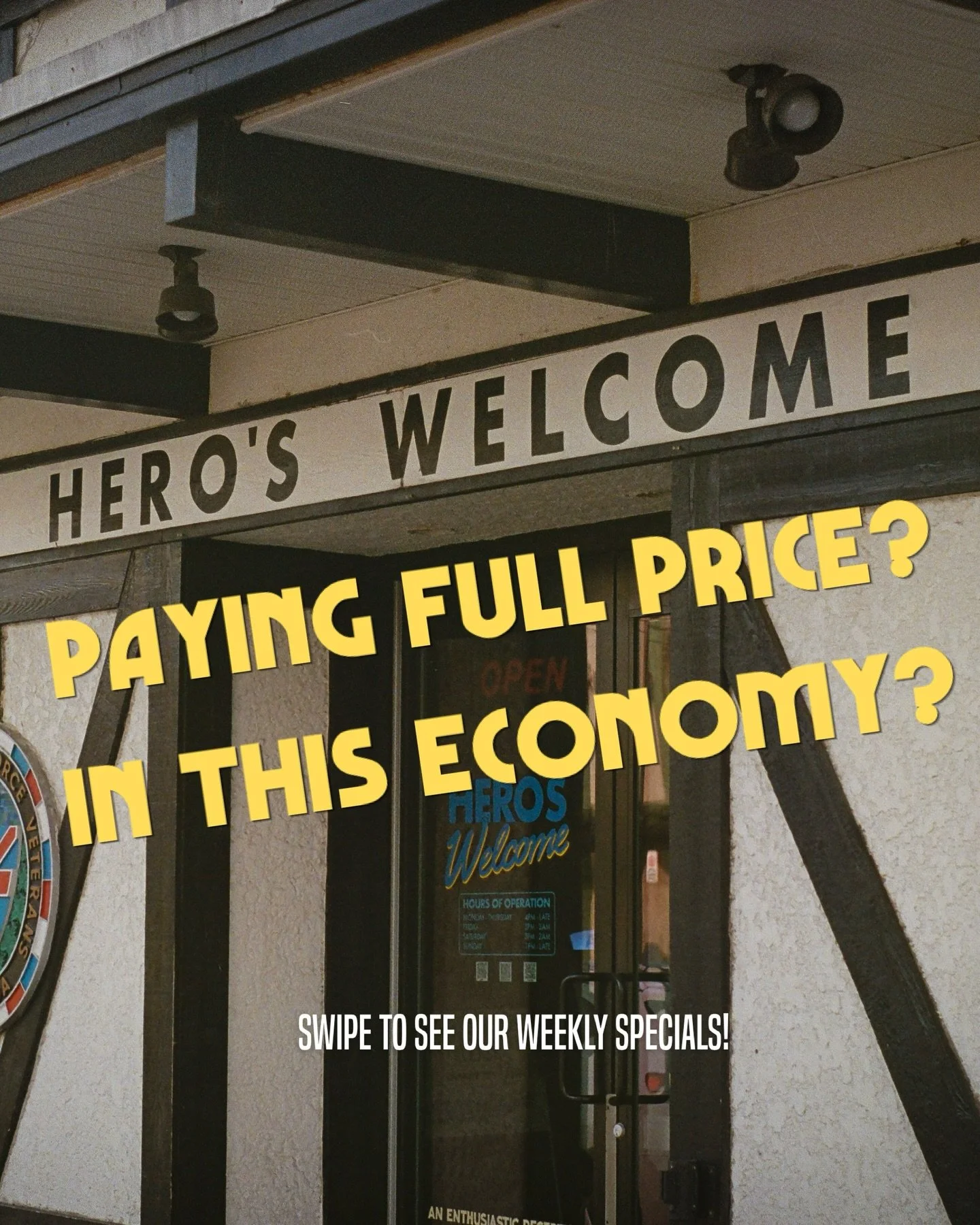 IN THIS ECONOMY?! Heros would never &mdash; swipe to see the specials. Drink responsibly, act silly.💪🍺🏆🤝

#mainstreetvancouver #vancouverhappyhour