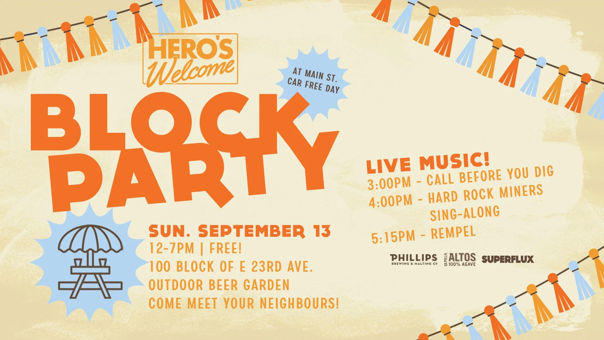 Hero's Block Party @ Main St. Car Free Day