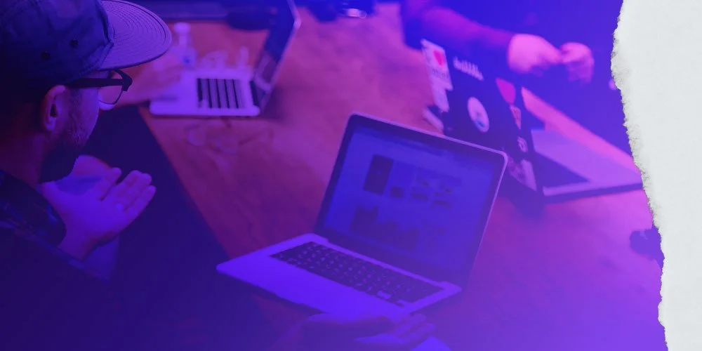 A designer presenting to a group of colleagues