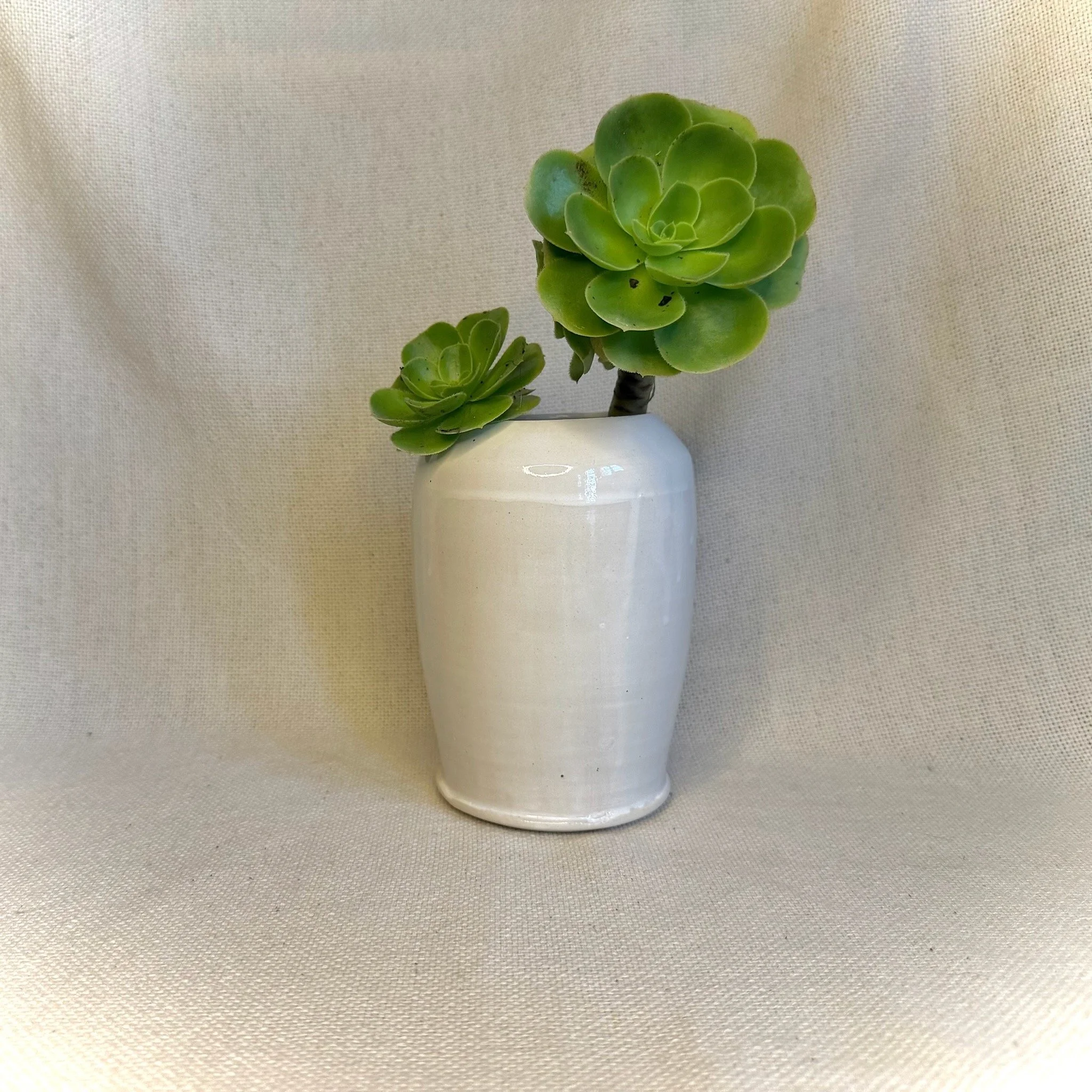 *White White White Wide Mouth Vase #115*