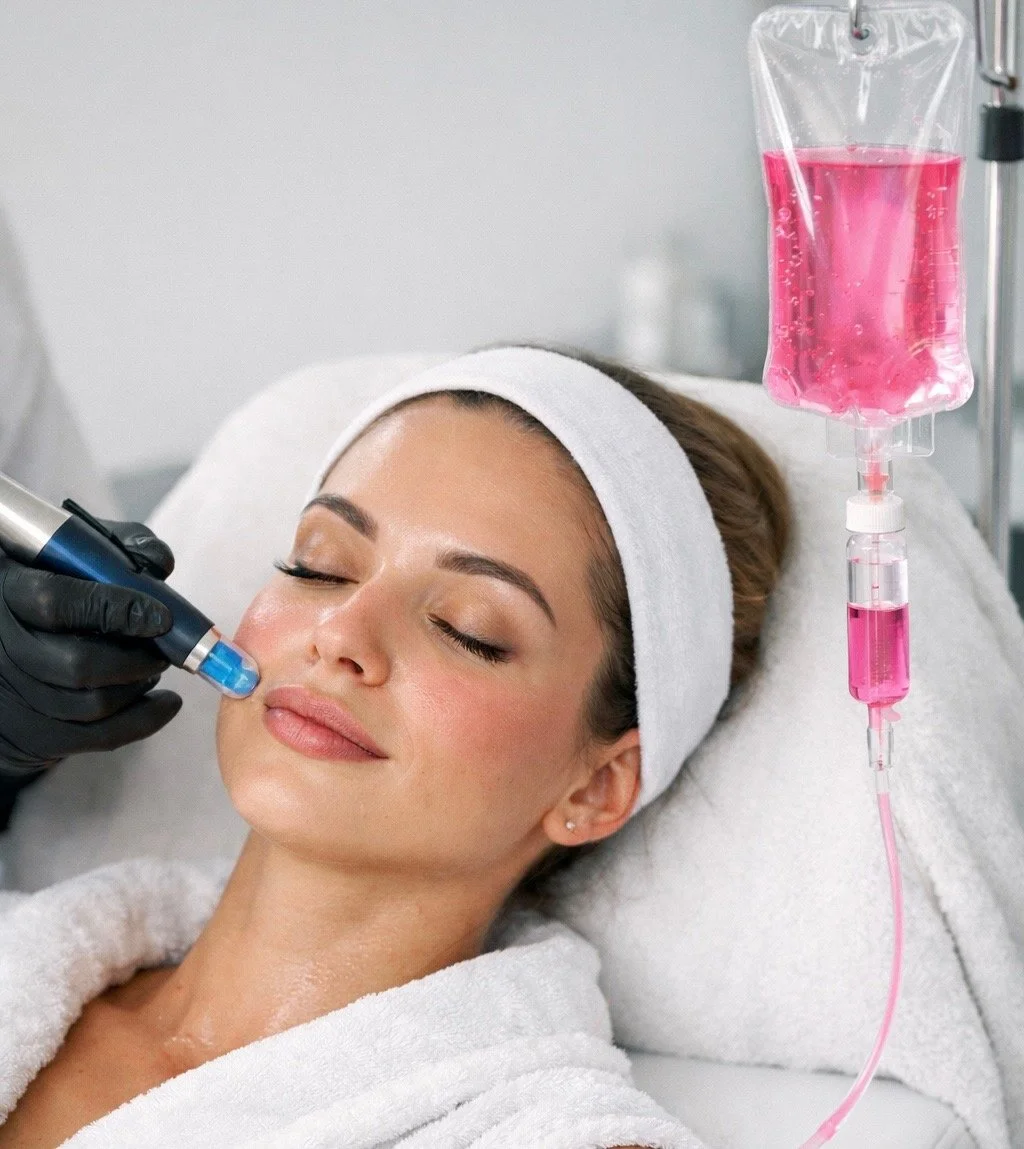 Woman receiving SkinPen Microneedling and IV