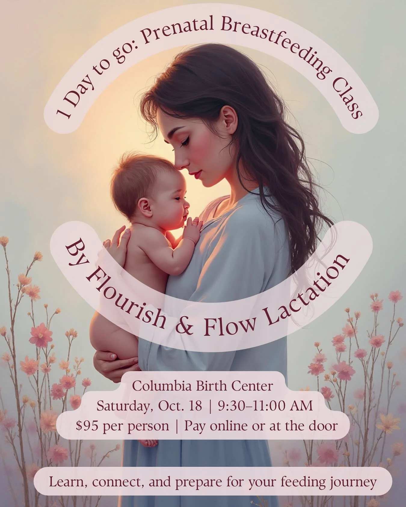 🦩1 Day to Go! 🦩

Our Prenatal Breastfeeding Class is happening tomorrow, Saturday, October 18th from 9:30&ndash;11:00 AM at Columbia Birth Center!

Join me for a relaxed, informative morning designed to help you feel confident and prepared for your