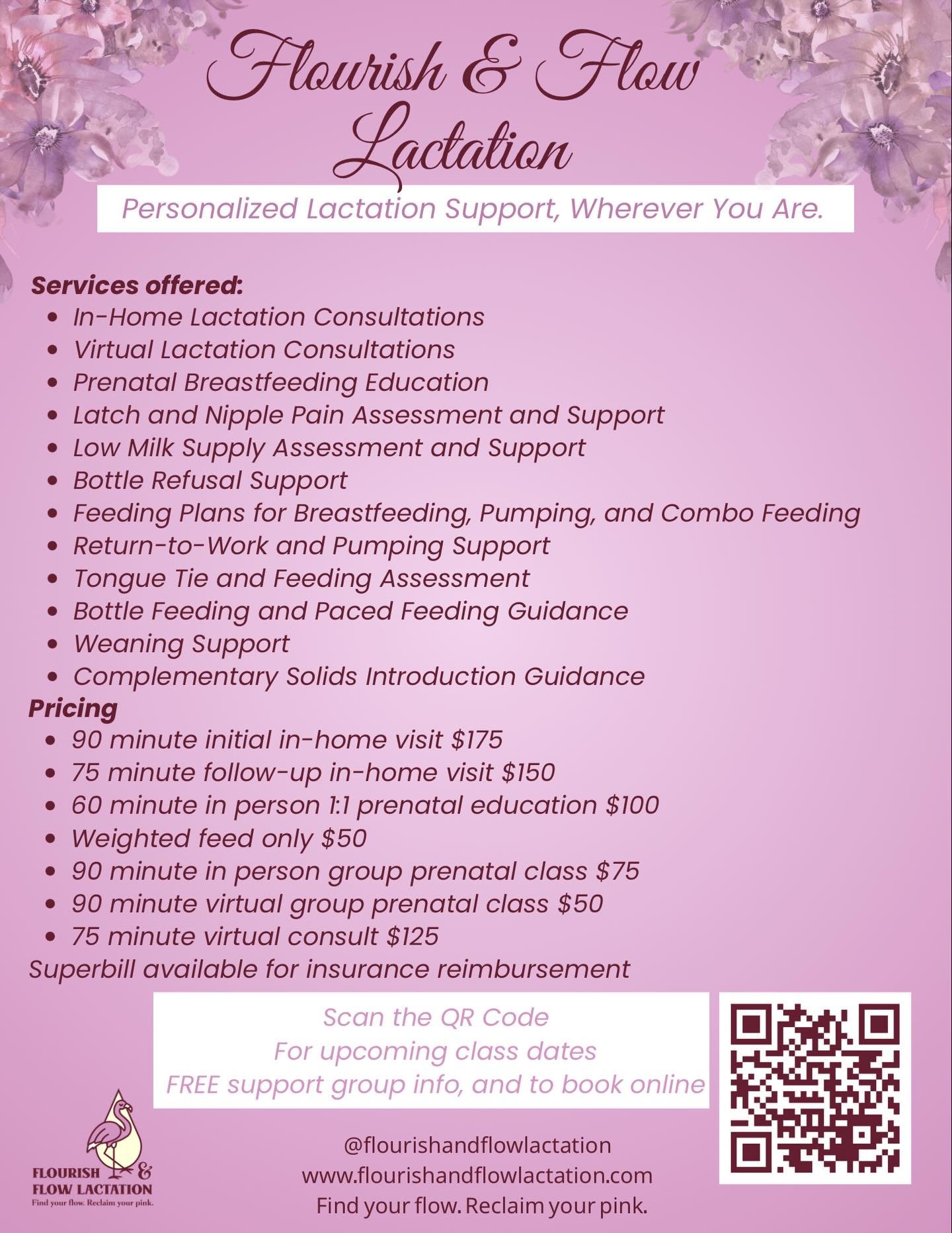 Feeding support should be individualized, accessible, and grounded in evidence 🤍

At Flourish &amp; Flow Lactation, I offer in-home 🏡 and virtual 💻 lactation care to support families across the full feeding journey, from prenatal education 🤰 to w