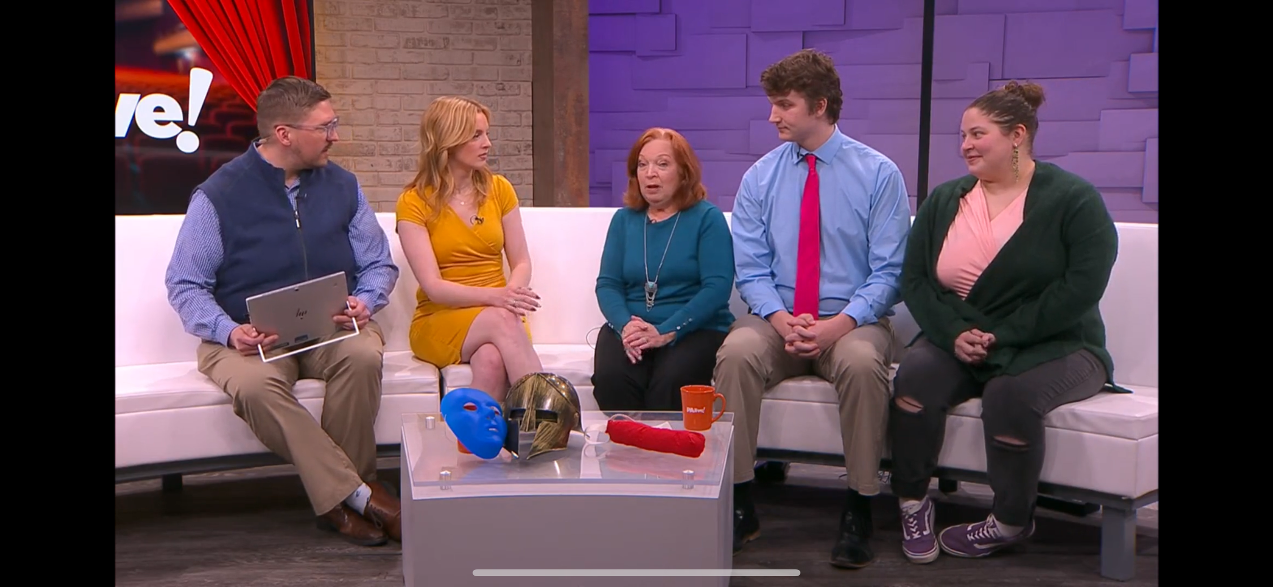 CJ on a the talk show, PA Live, talking about a show he is Stage Managing. (Lysistrata)
