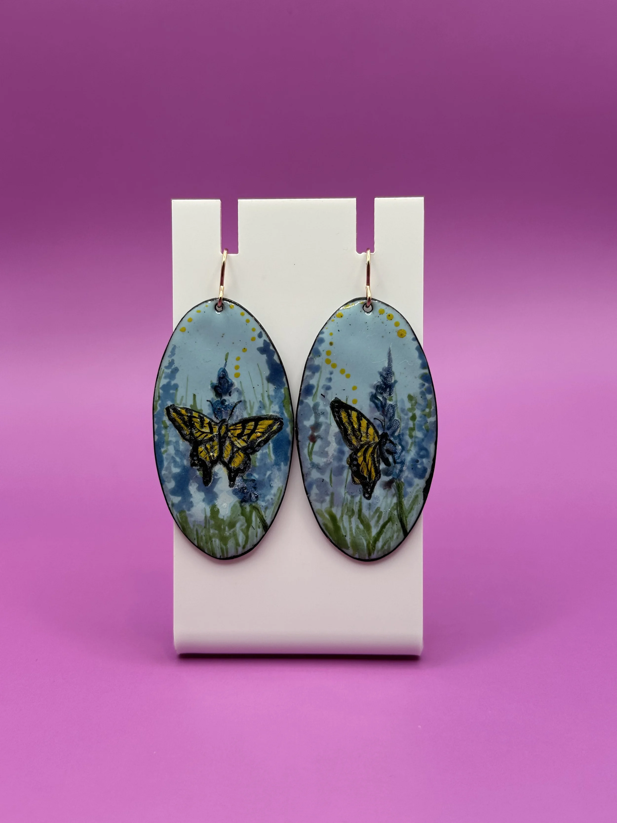 Yellow Tiger Swallowtail & Flowers Earrings
