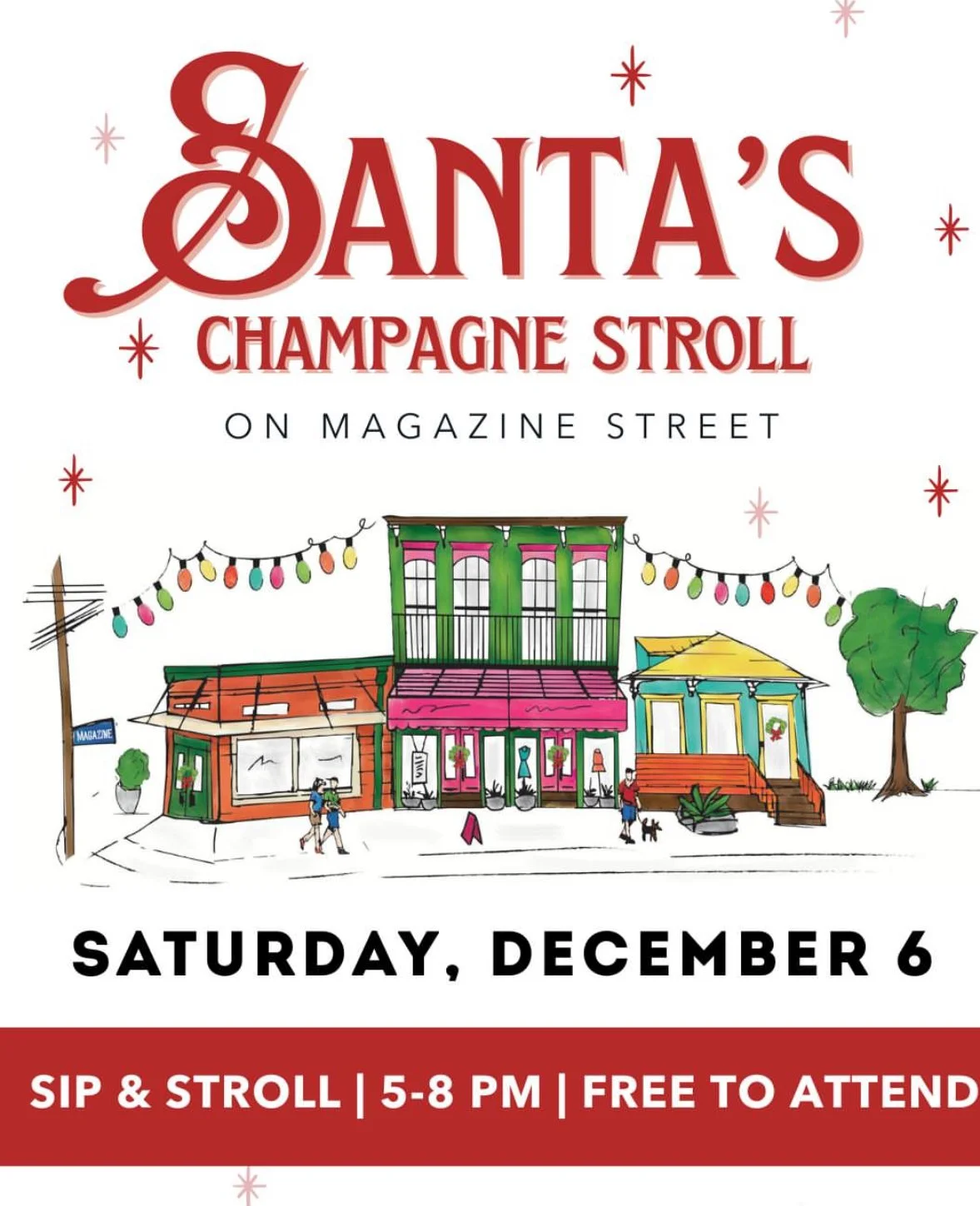 Santa’s Champagne Stroll on Magazine St.