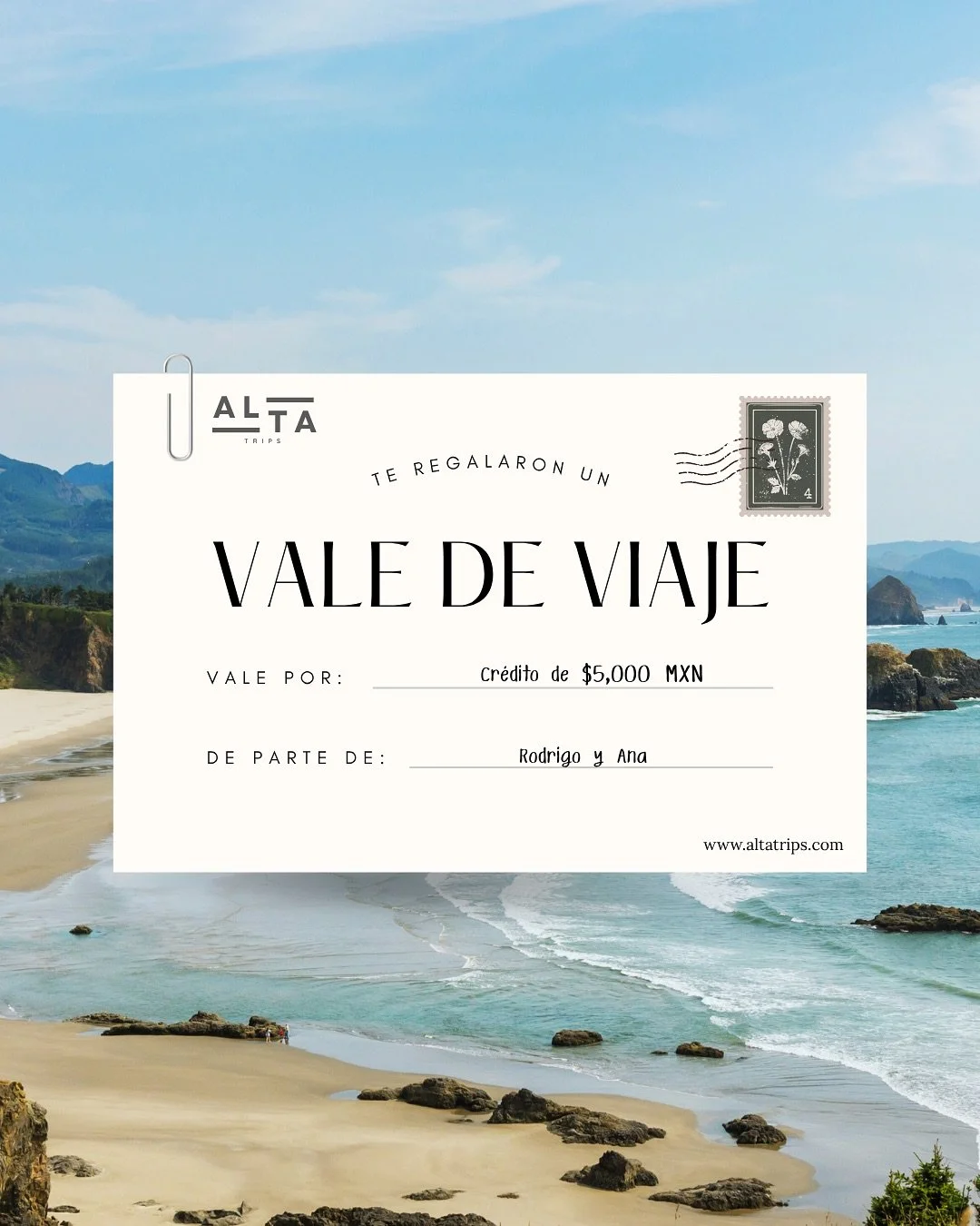 Sorprende a alguien especial con el mejor regalo: Un VALE DE VIAJE de Alta Trips! 🎁 
Válido para reservar noches de hotel y tours alrededor del mundo con las mejores recomendaciones
#giftcard #giftideas #travel #viajes #foratravel #traveladv