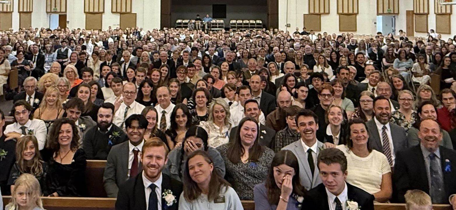 Over 400 friends and family in the congregation at Noah Scribner's funeral.