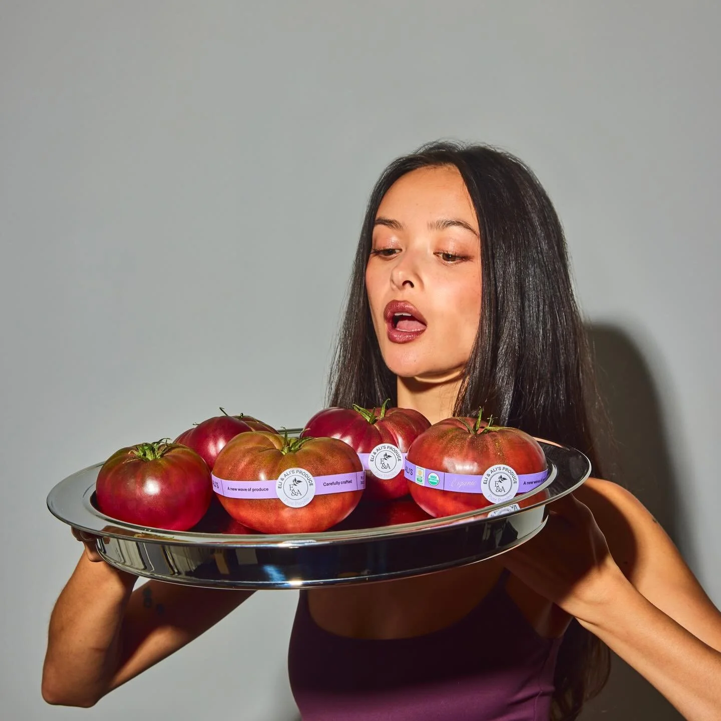 serving looks. and pure purples.