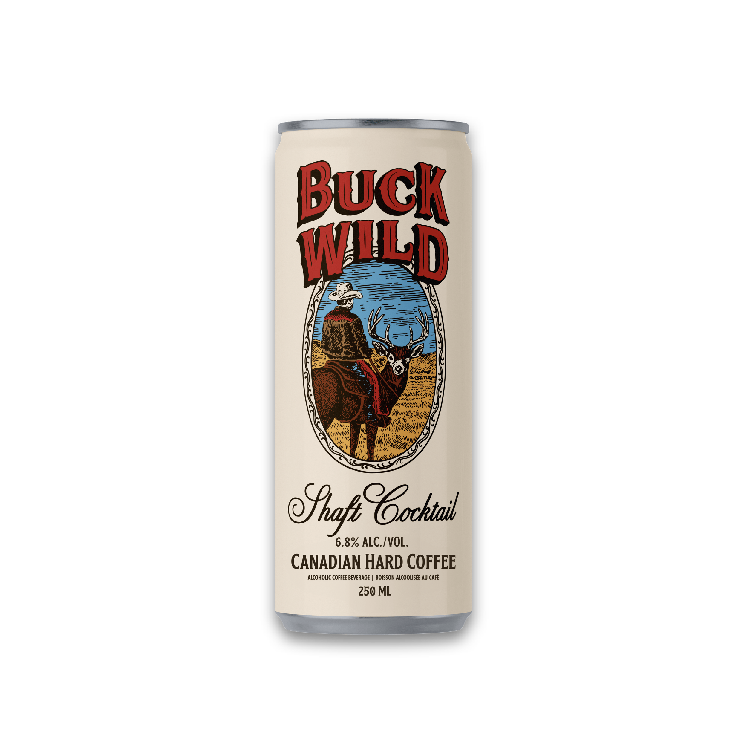 A can of Buck Wild Shaft Cocktail, a Canadian alcoholic coffee beverage