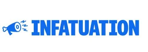 A blue megaphone icon with sound waves and the word 'INFATUATION' in bold blue letters.