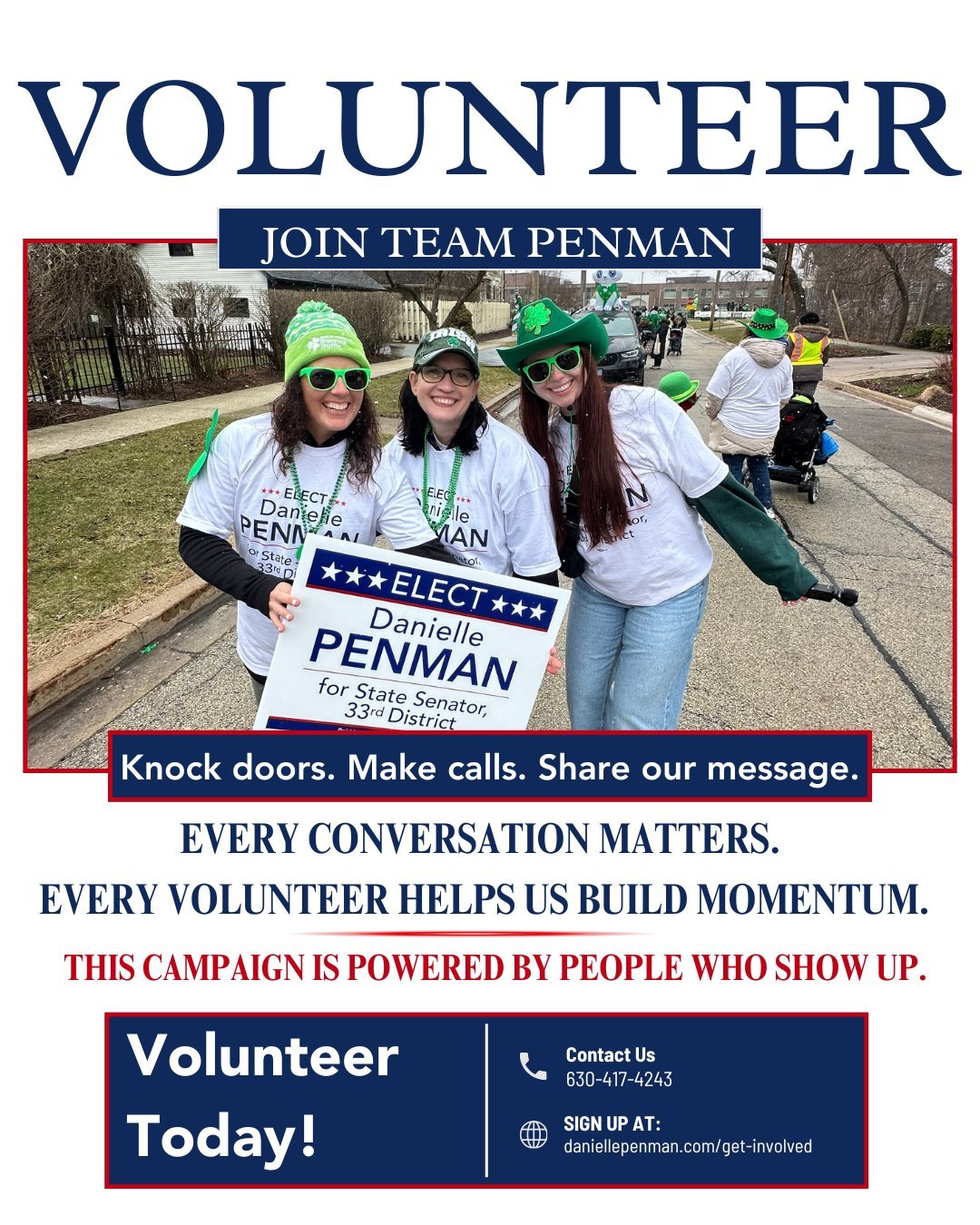 This campaign is powered by people who care.

We&rsquo;re looking for volunteers to join Team Penman and help us reach voters across District 33.

Whether you can knock doors, make calls, share posts, talk with neighbors, or simply help spread the wo