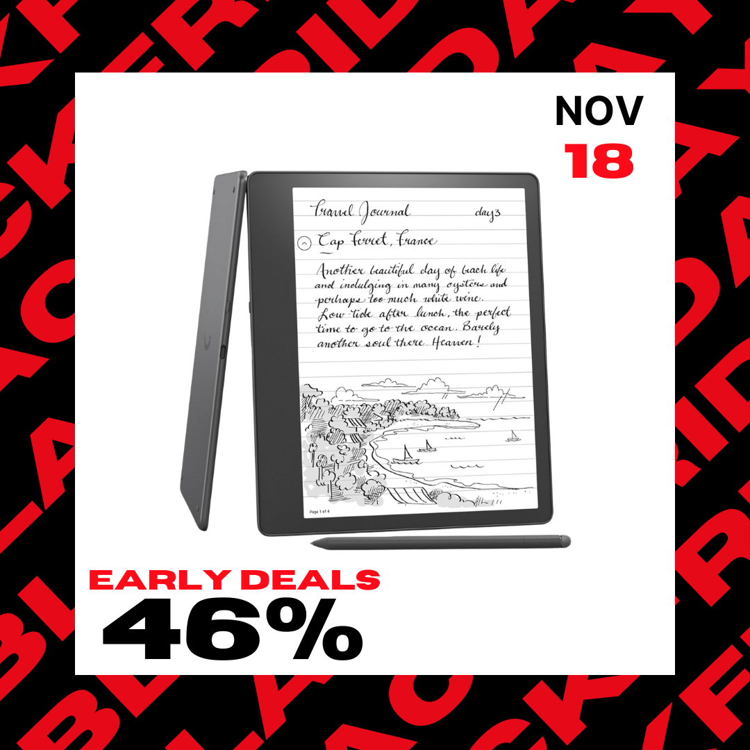Amazon Kindle Scribe (16 GB) - Now write directly on books and documents. A Kindle and notebook, all in one. Includes Basic Pen. - 45%