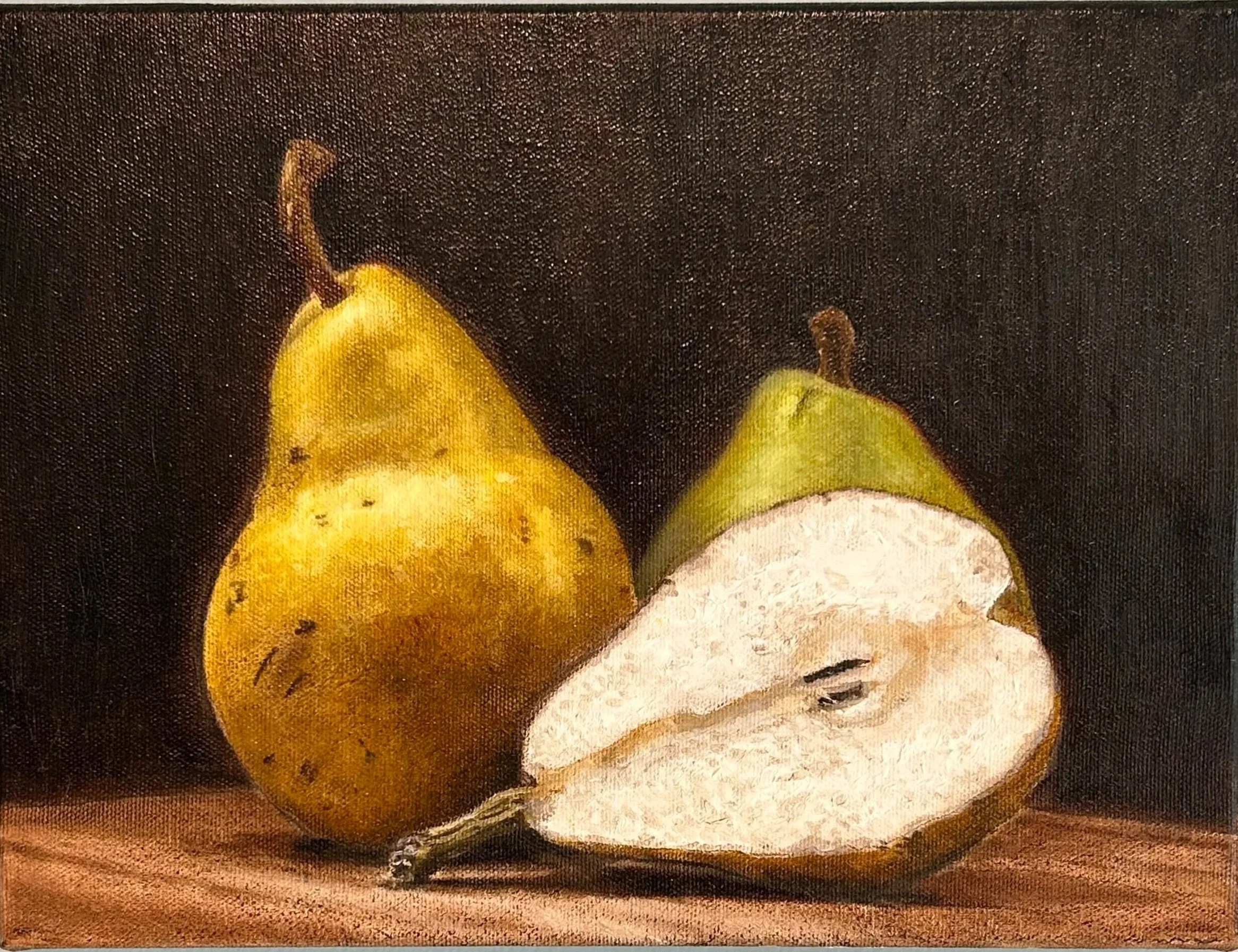 Pears - Montreal (i). Oil on linen, 9x12" (1" depth). 2024. Not for sale at this time.