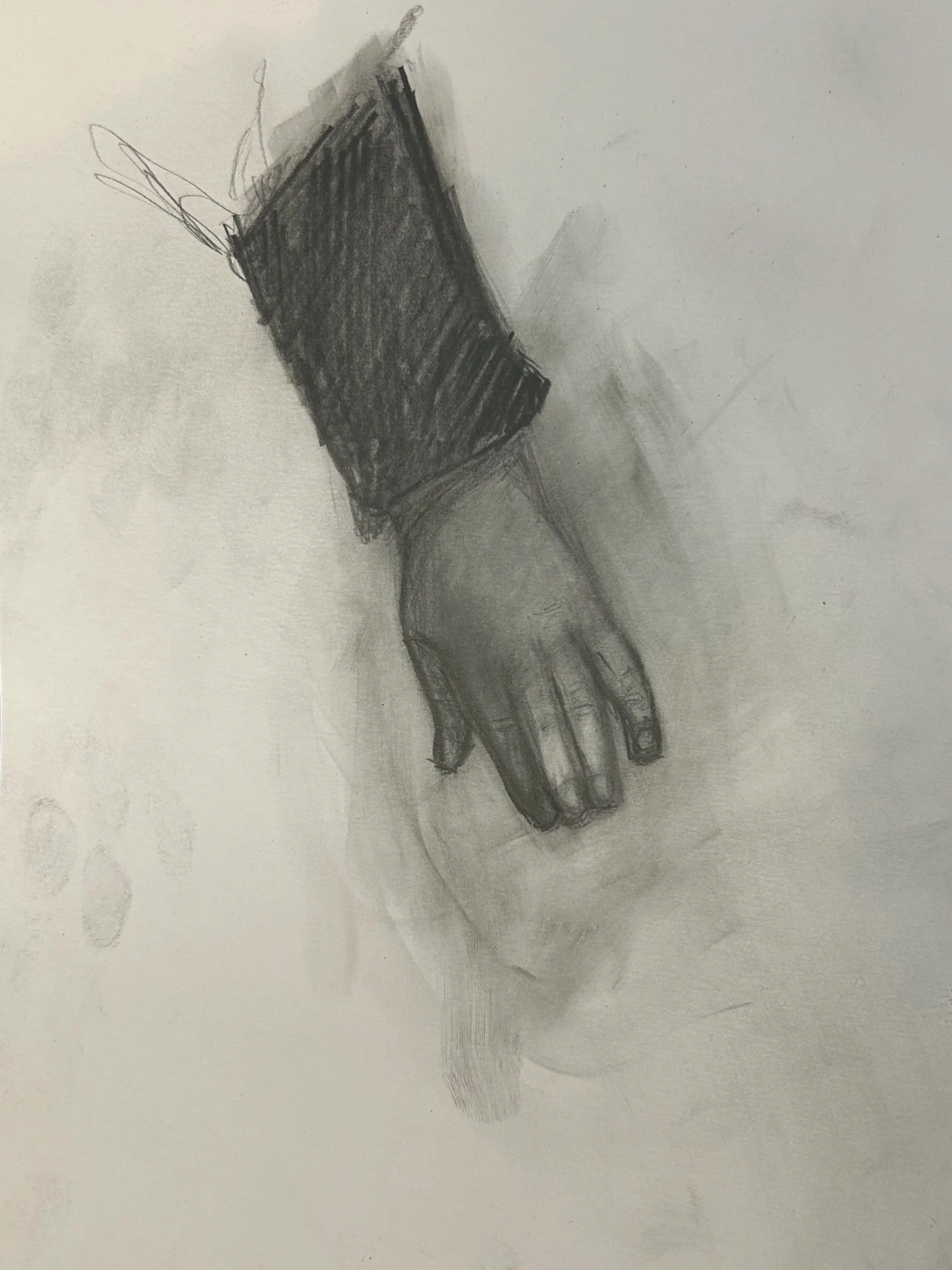 Hand study (2025), pencil on bristol paper. 9x12" - $50.