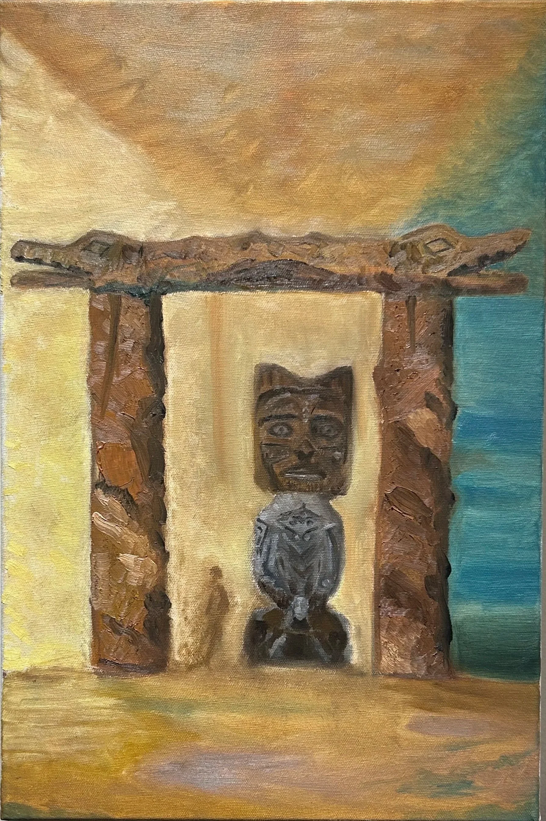 Klix'ken Gukwdzin (Sea-Lion House). Oil on canvas. 12x18". 2025. In private collection. 
