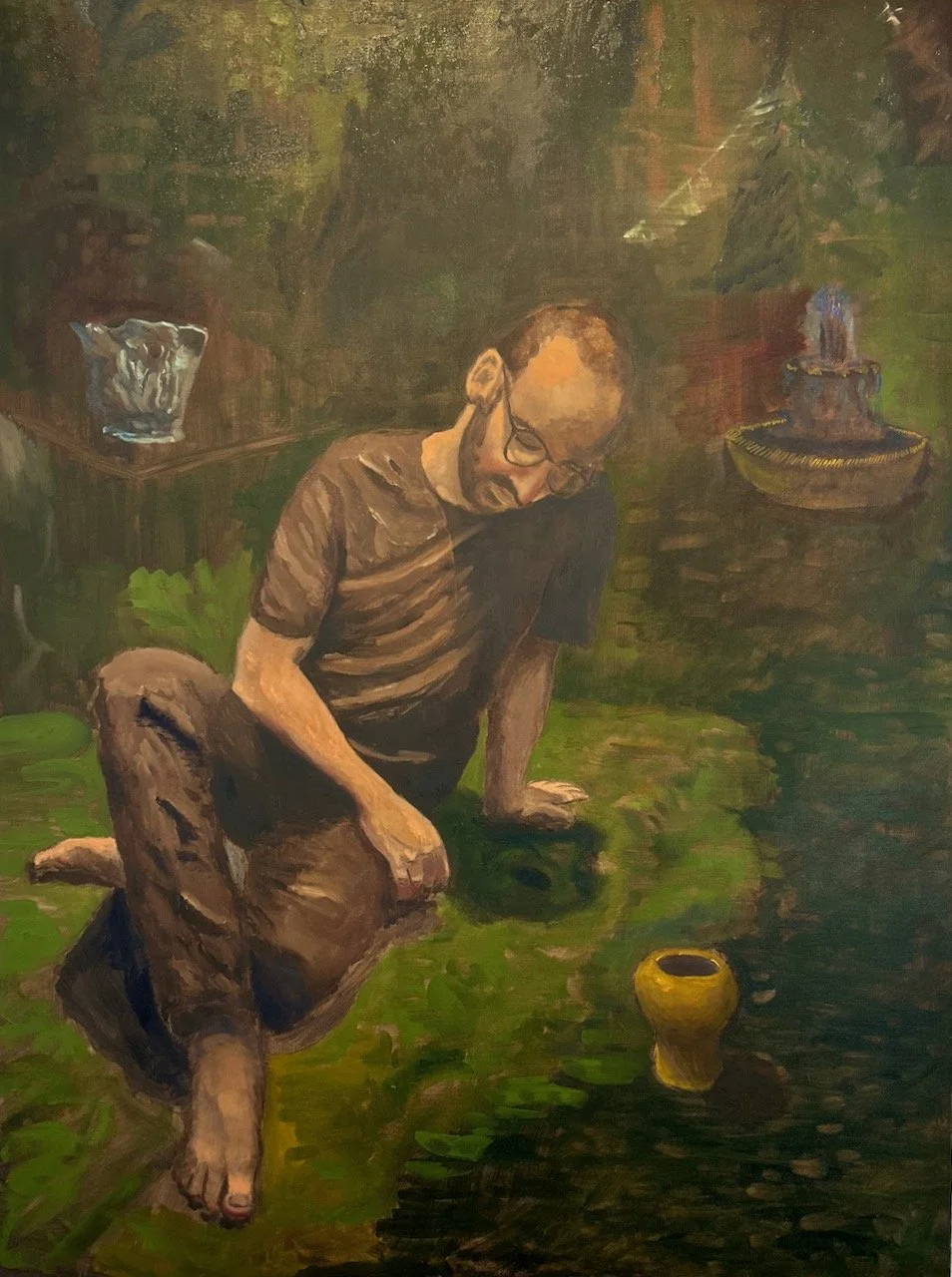Jason with ceramics (and Beiteddine Palace);
Oil on canvas;
2026;
30x40";
$1,450;
Available - Reach out to Elliot.Cudmore@gmail.com to secure