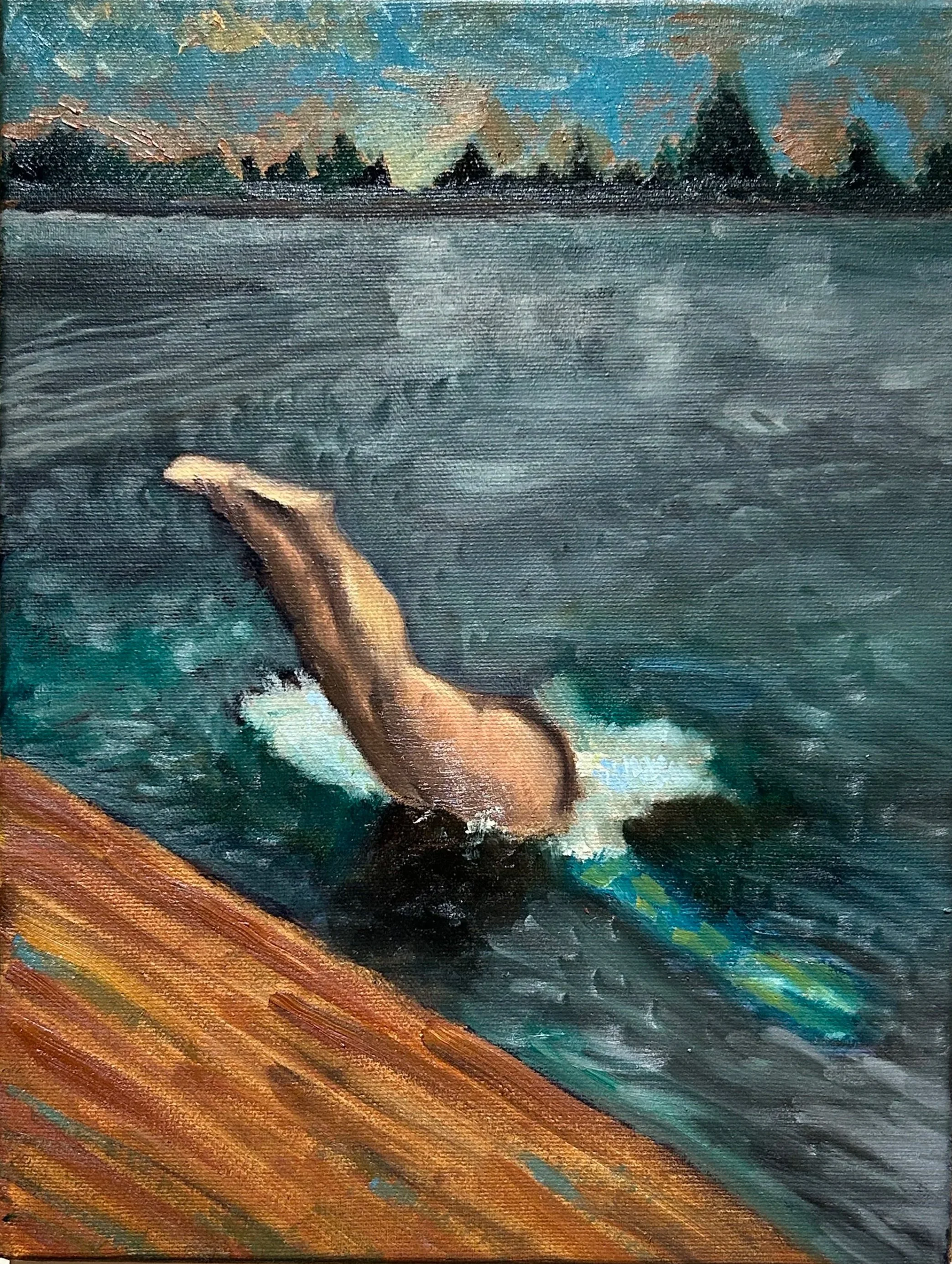 Birthday swim. Oil on canvas. 8x10". 2025. In private collection. 