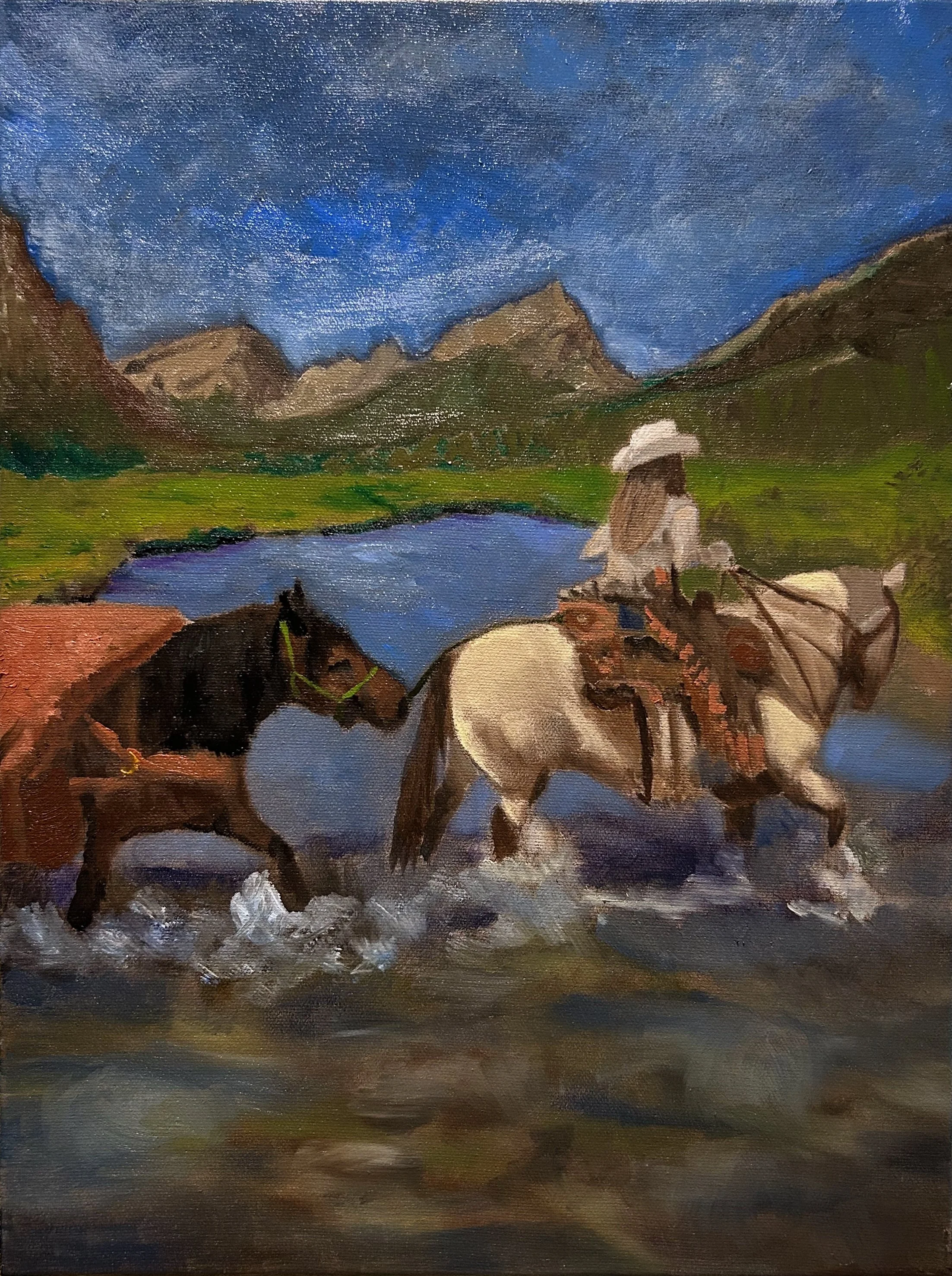 River Crossing. Oil on canvas. 12x16". 2026. **Temp unavailable while under consideration for juried show. 