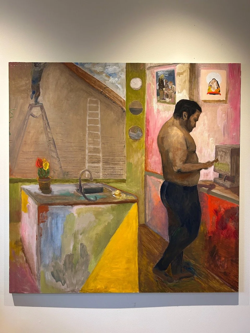 There's an easier way (w/ Salman Toor & Aron Hill);
Oil on cradled birch board;
2026;
48x48";
$2,500;
Available - Reach out to Elliot.Cudmore@gmail.com to secure.