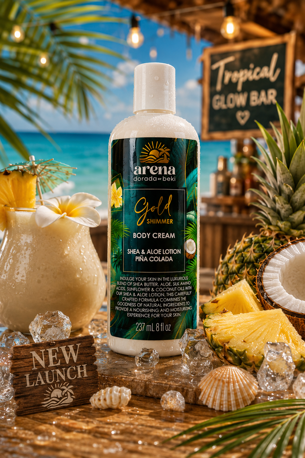 Shea & Aloe Lotion - Pina Colada - Gold Shimmer - 8 oz