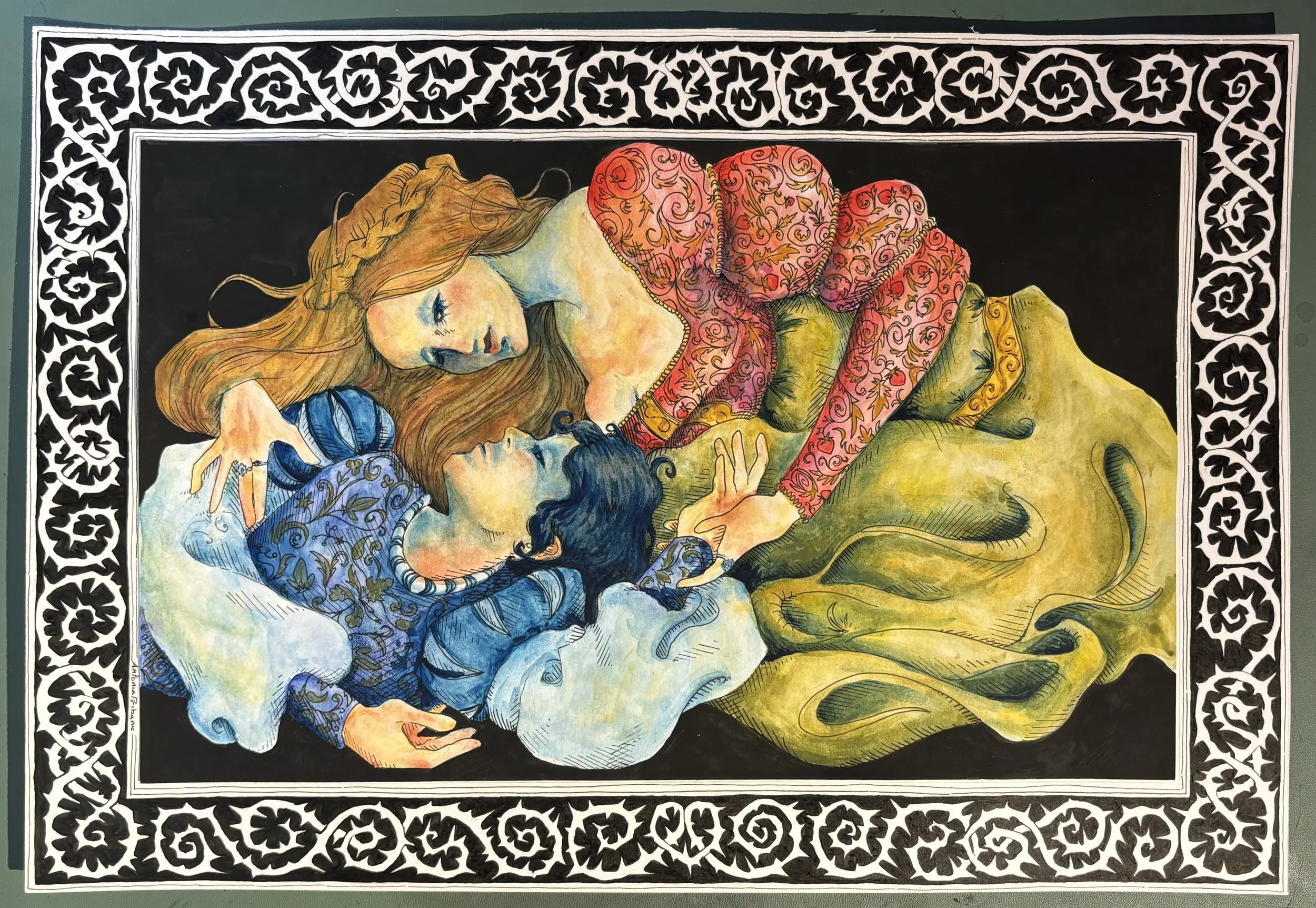 Medieval Lovers - 2026 ~ Watercolor on paper, 11x18