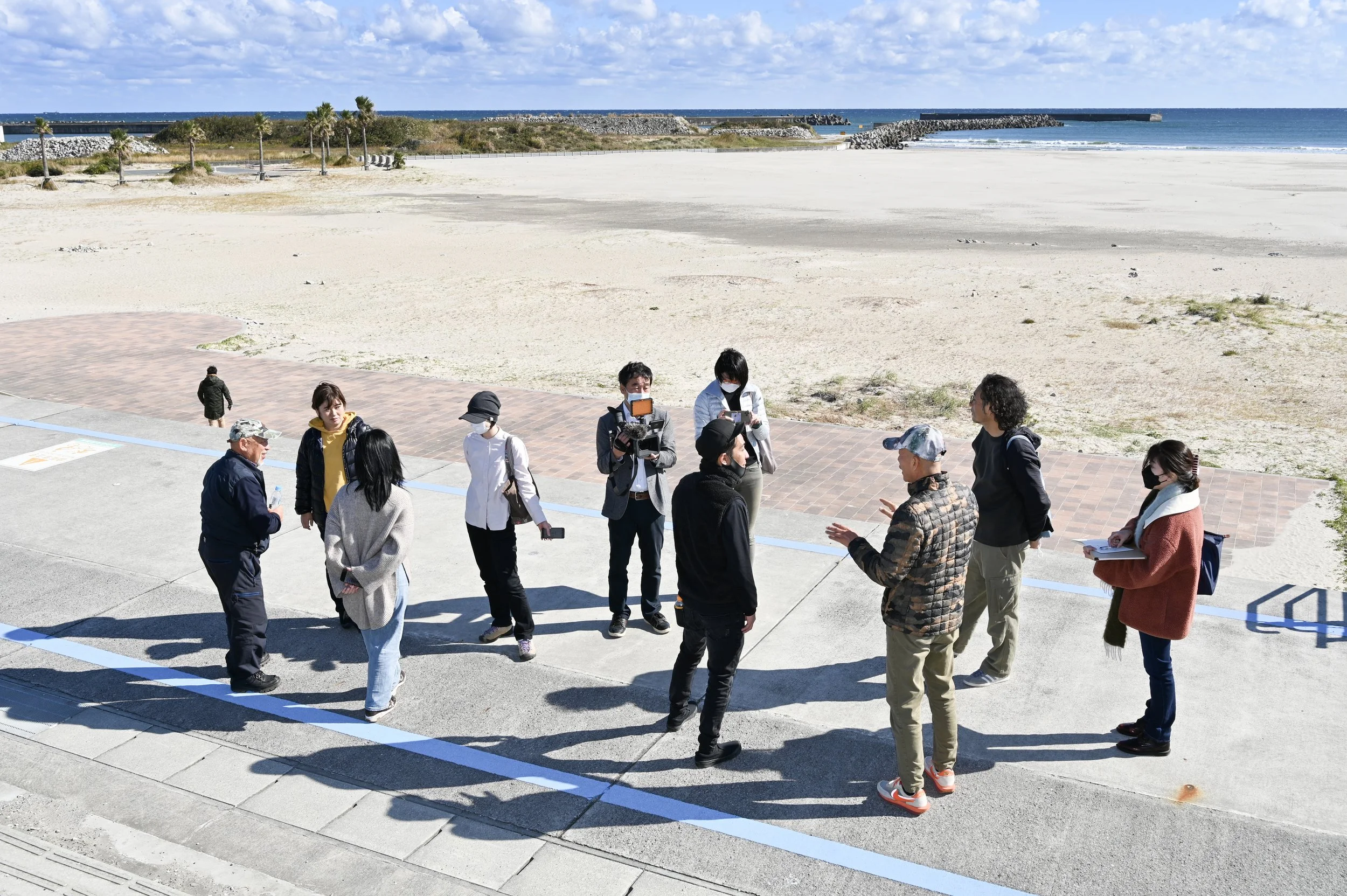  Cai and the Iwaki Committee’s onsite visit for the upcoming daytime fireworks  When the Sky Blooms with Sakura , 2023. Photo courtesy Cai Studio 
