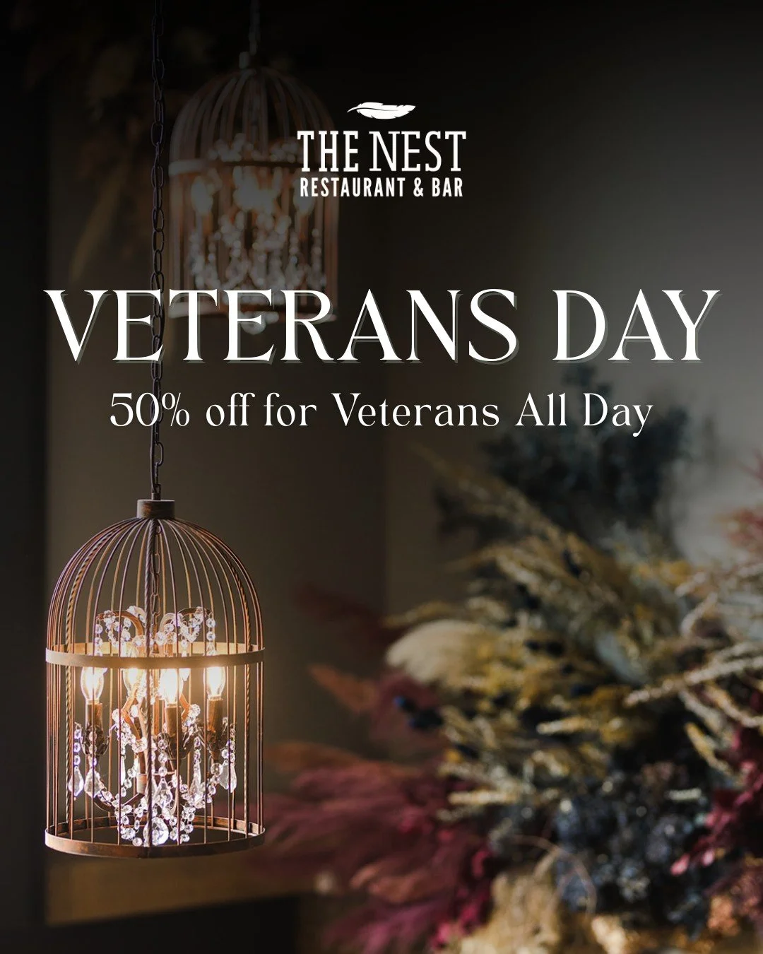 Serving up something special for those who&rsquo;ve served.

Veterans enjoy 50% off at The Nest all day - just our way of sayin&rsquo; thank you for all you do 🇺🇸