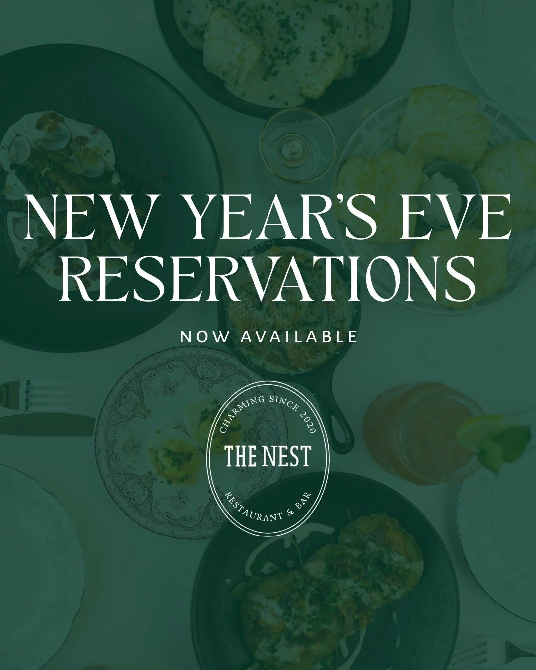 Get ready to ring in the New Year! The Nest is now taking reservations for New Year's Eve! 🌟 Check out our website to see the menu and secure your spot today!