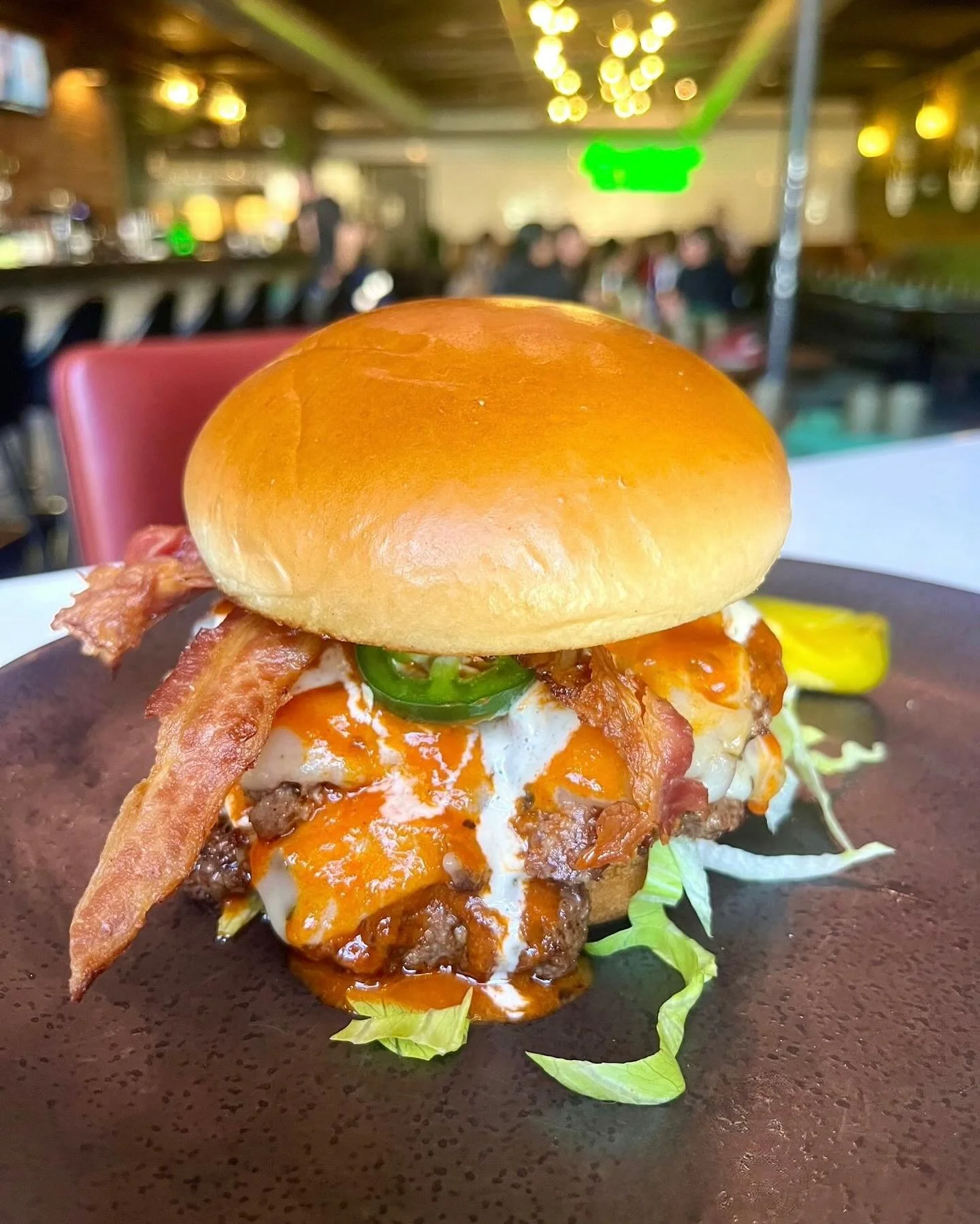 Things are heatin&rsquo; up at lunch.

Only on special today: a spicy smash burger with pepper jack cheese, bacon, jalape&ntilde;o, hot sauce, lettuce, and ranch&hellip; you get the idea 🔥🍔

Friday Eve never tasted so good.
