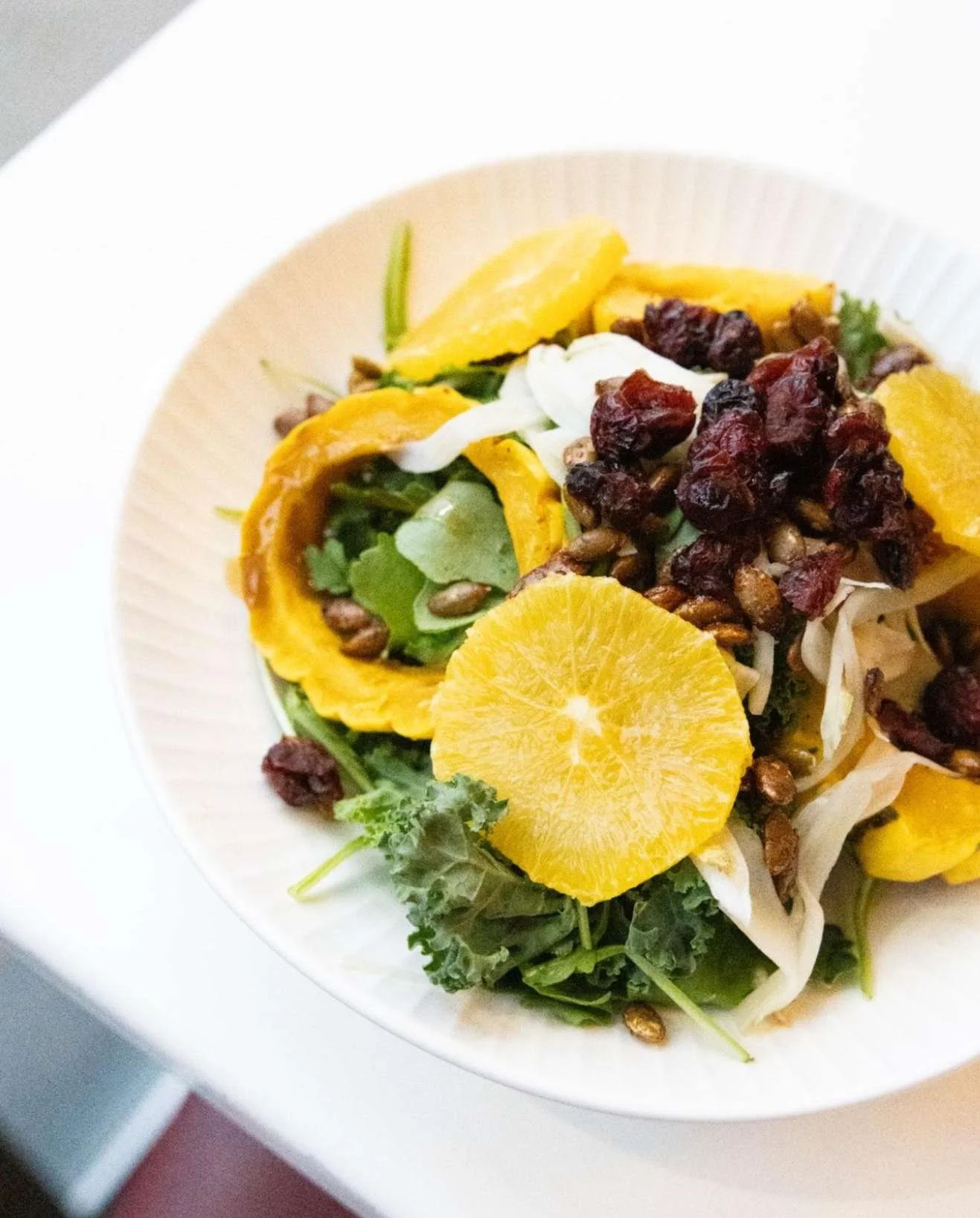 This salad&rsquo;s got it all - crunch, sweetness, tang, and winter vibes 🥗✨

Kale Arugula | delicata squash, pumpkin seed brittle, orange segments, cranberries, pickled fennel, orange balsamic vinaigrette