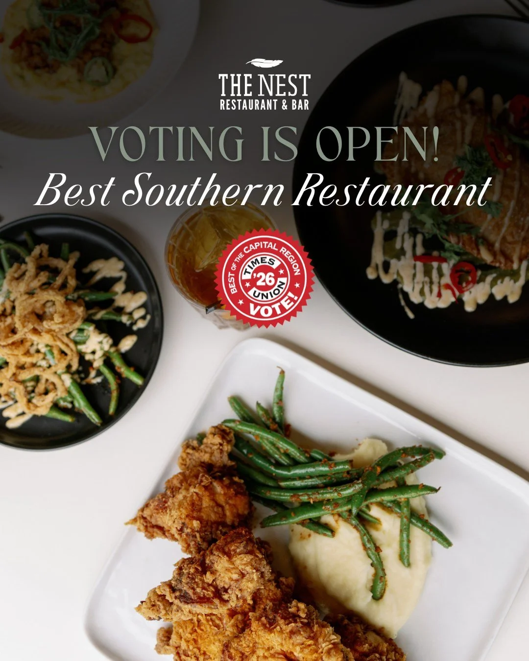 We&rsquo;re feeling extra grateful today!

The Nest has been nominated for Times Union&rsquo;s 2026 Best of the Capital Region - Best Southern Restaurant AND Best Brunch&hellip; and if you were with us last year, you know this one means a lot to us. 