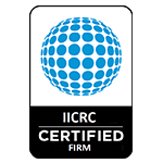 IICRC Certified Firm logo with a blue globe made of dots