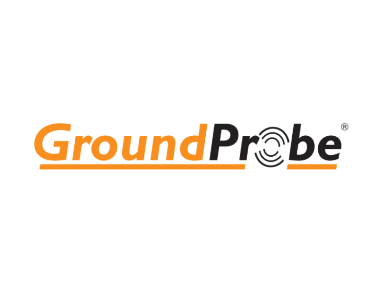 Ground Probe logo with black and orange text and a radar symbol between the words