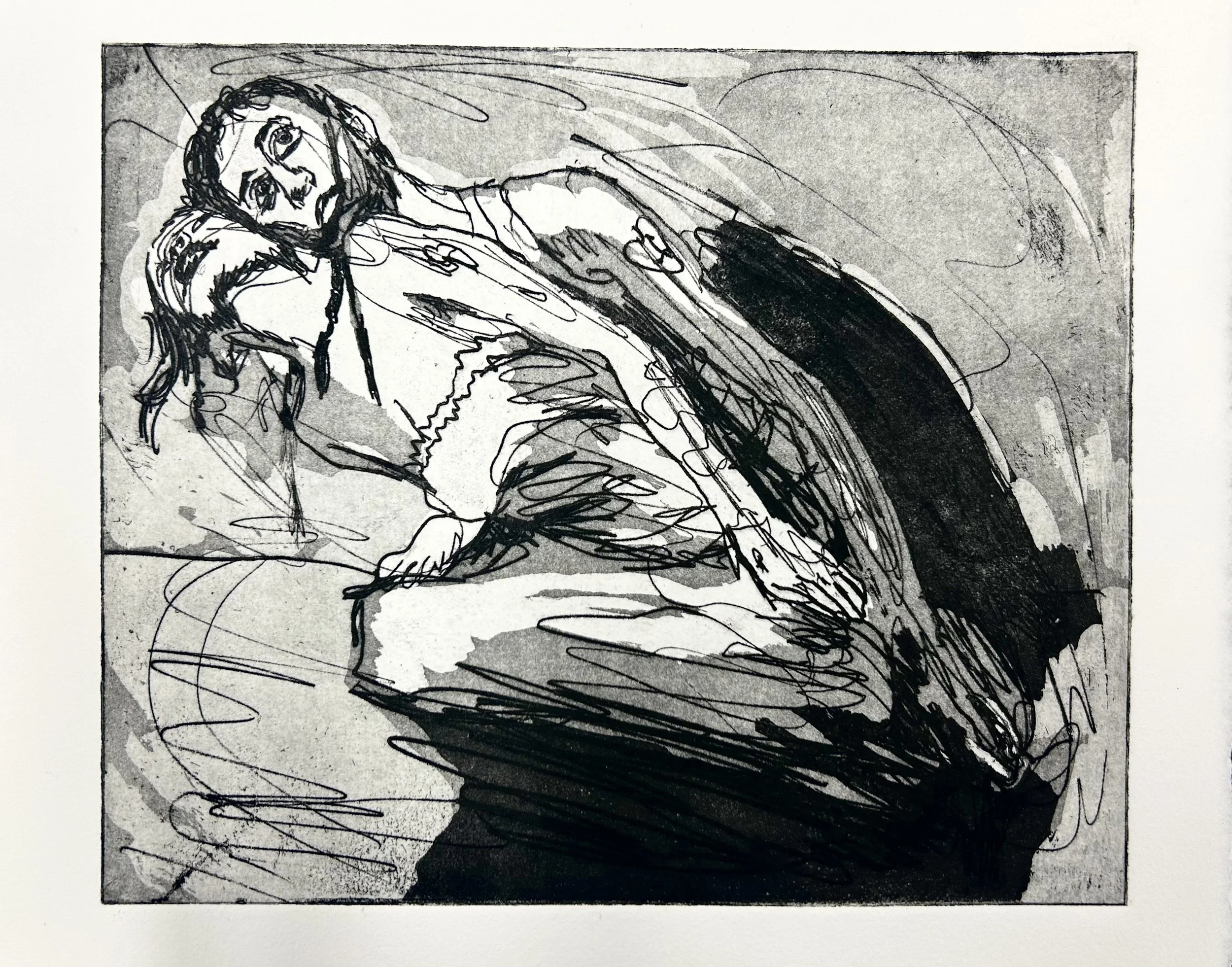 Natalie Jacobs, At Times There Was Sun, Then Shadow Again, 2025, Etching with Aquatint. 8.5 x 11.5 inches