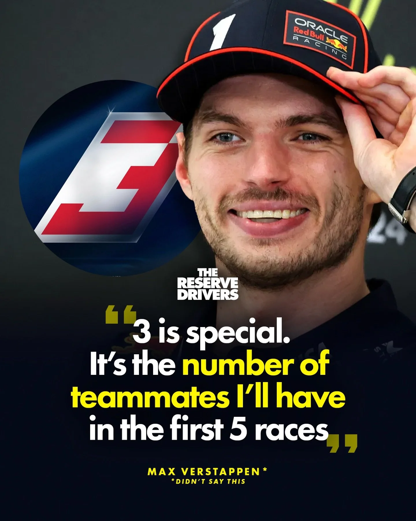 🗣️ Max Verstappen on choosing Number 3 for the 2026 F1 season.