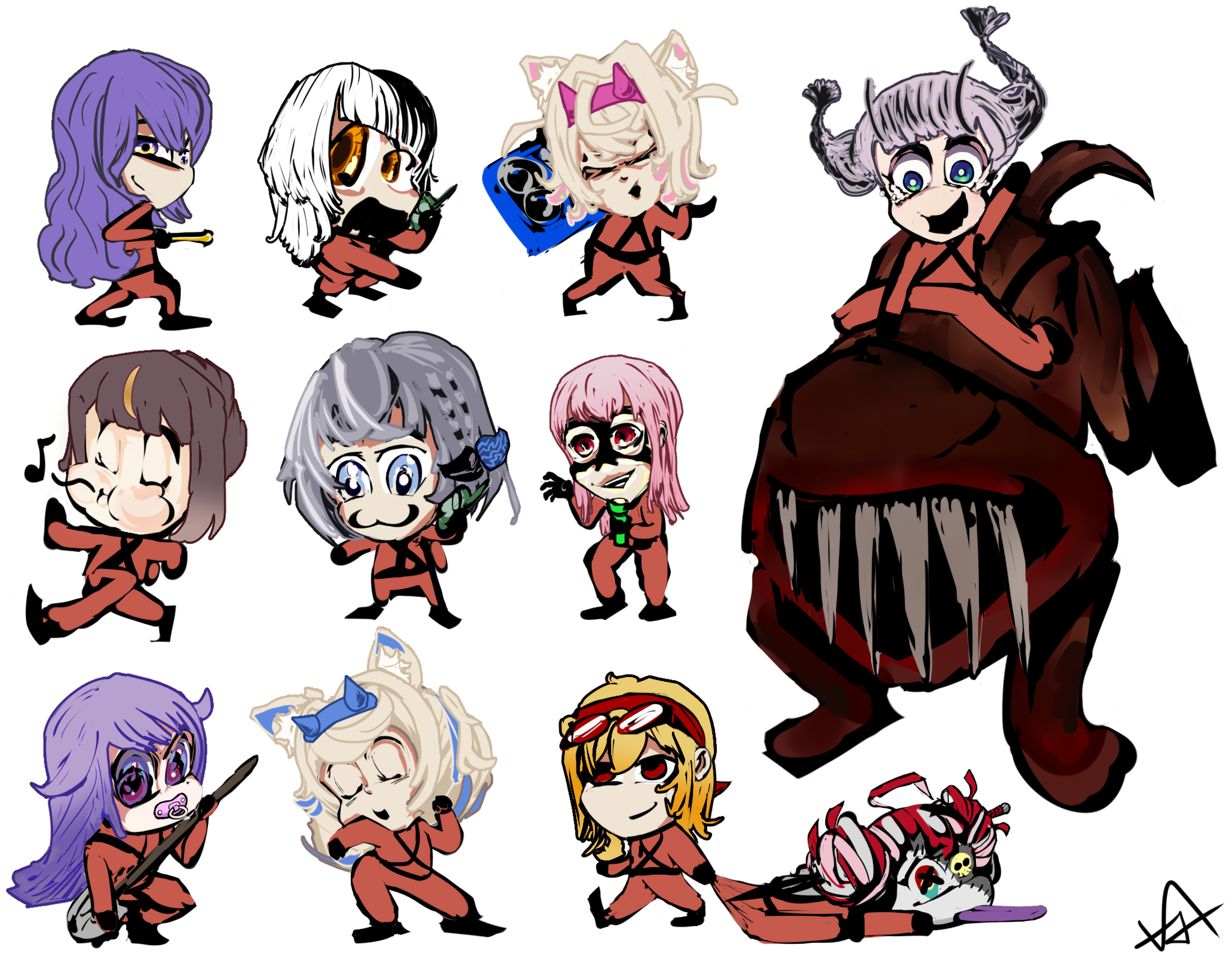  shiori novella, kureiji ollie, anya melfissa, fuwamoco, koseki bijou, mori calliope, moona hoshinova, vestia zeta, pavolia reine, kaela kovalskia 