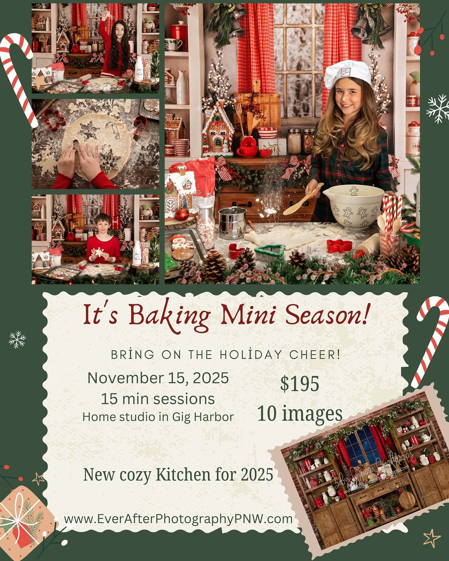 Warm cookies, giggles, and a sprinkle of Christmas magic &mdash; let&rsquo;s make holiday memories that smell as sweet as they look!
 
Limited spots available in my Gig Harbor studio.
✨ Link in bio to book your Kitchen Baking Mini! 

NEW KITCHEN set 