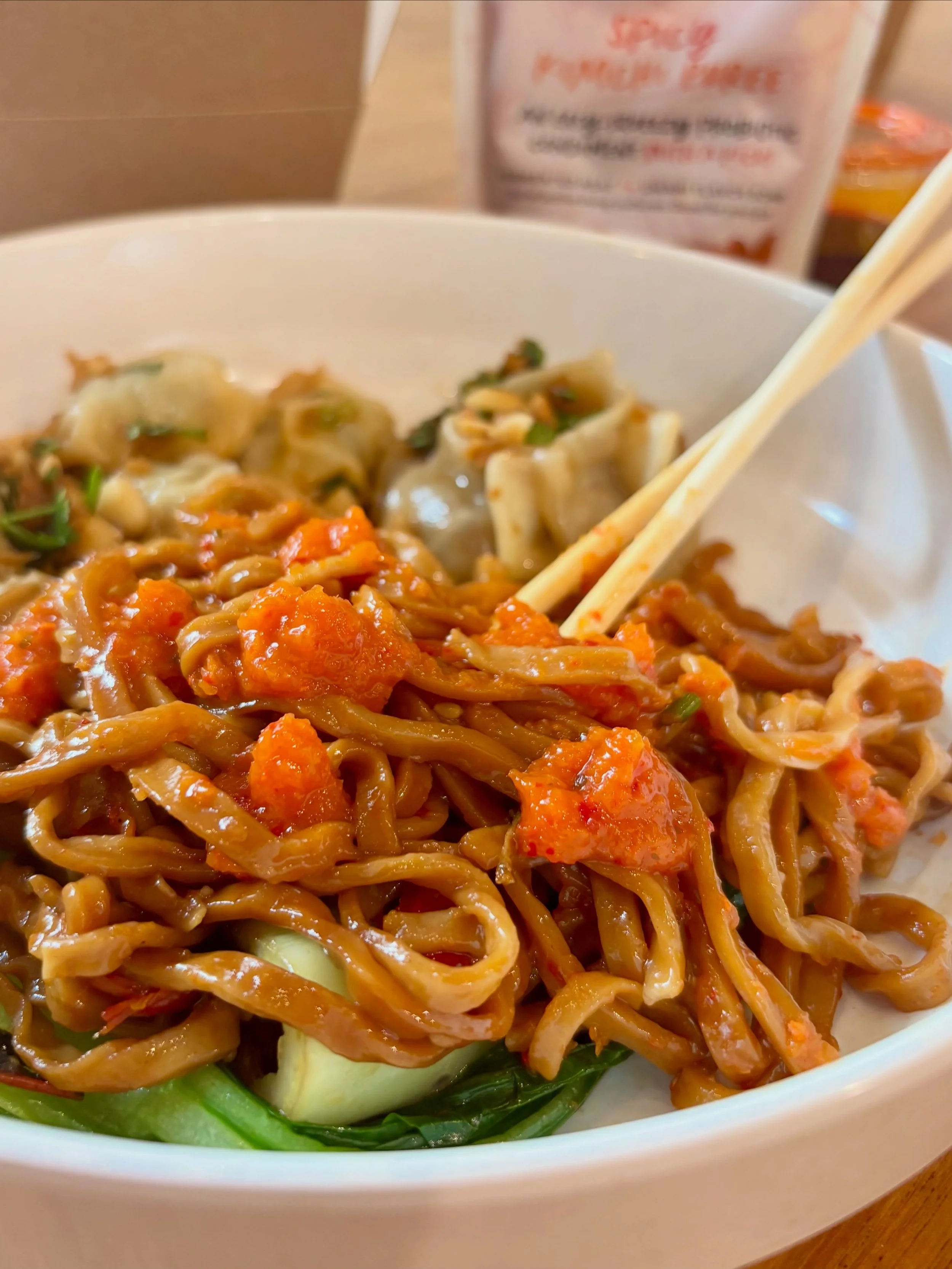 Still dreaming of Saturday&rsquo;s noodle night takeout from @sichuankitchenslo 🙌 

Blistered pepper &amp; garlic noodles tossed with Spicy WeChi 🌶️ 🔥 🤤