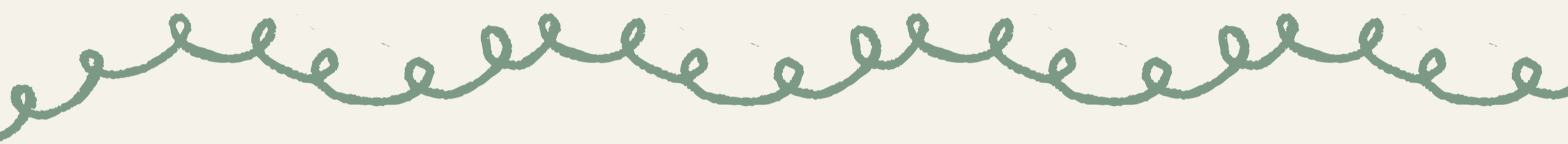 A decorative horizontal border with a continuous looping swirl pattern in a muted green color on a light background.