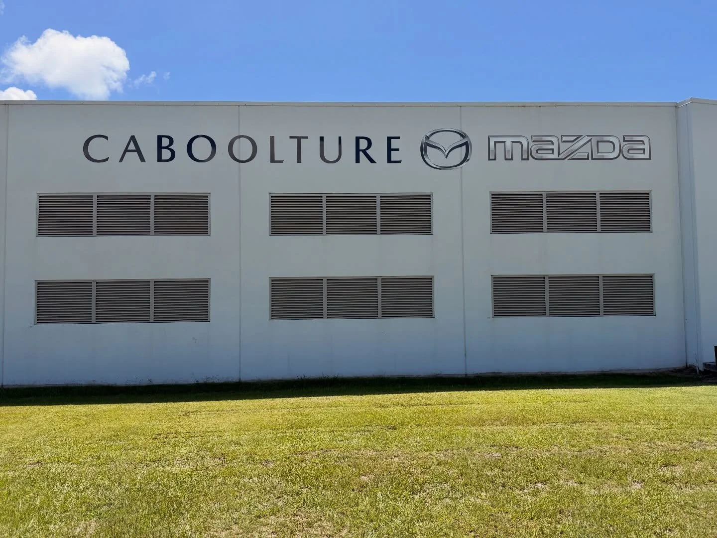 15 Mtr long ACM cut lettering sign supplied and installed for @caboolturemazda