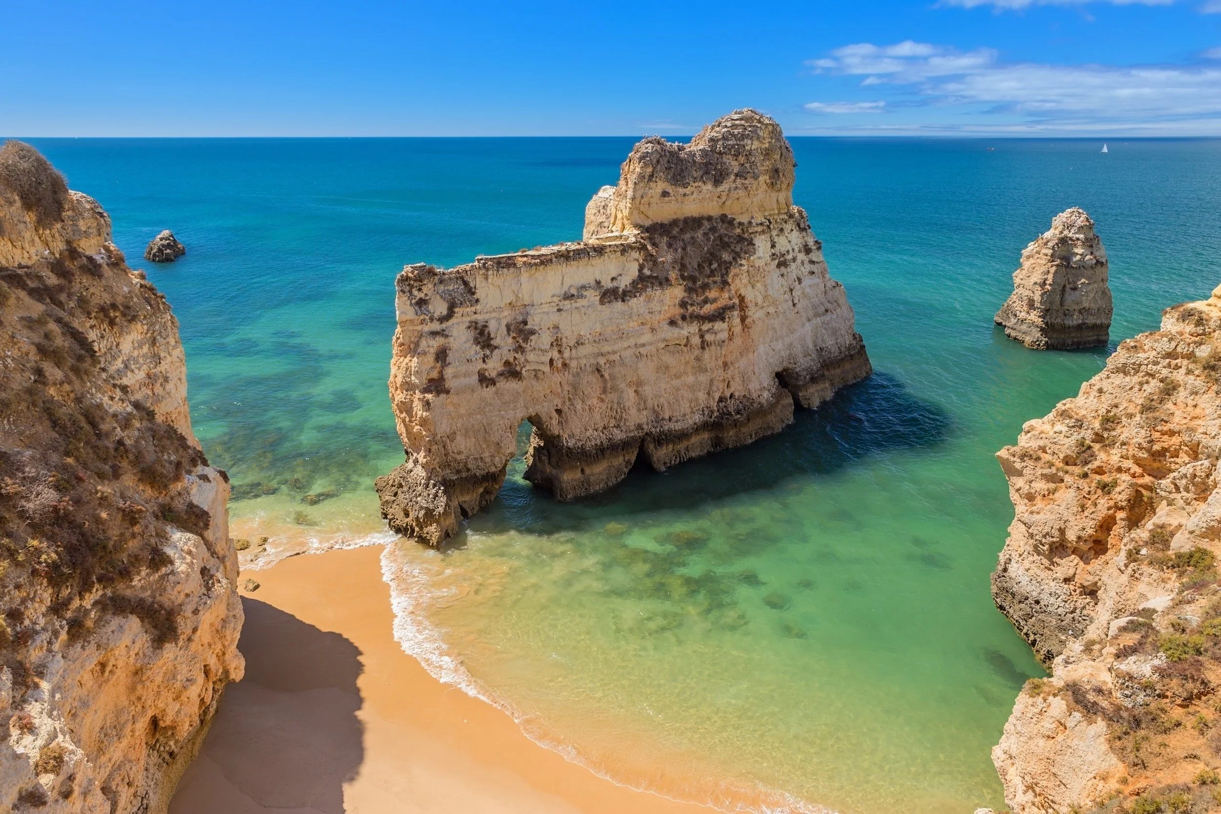 Beach and cliffs at the Algarve