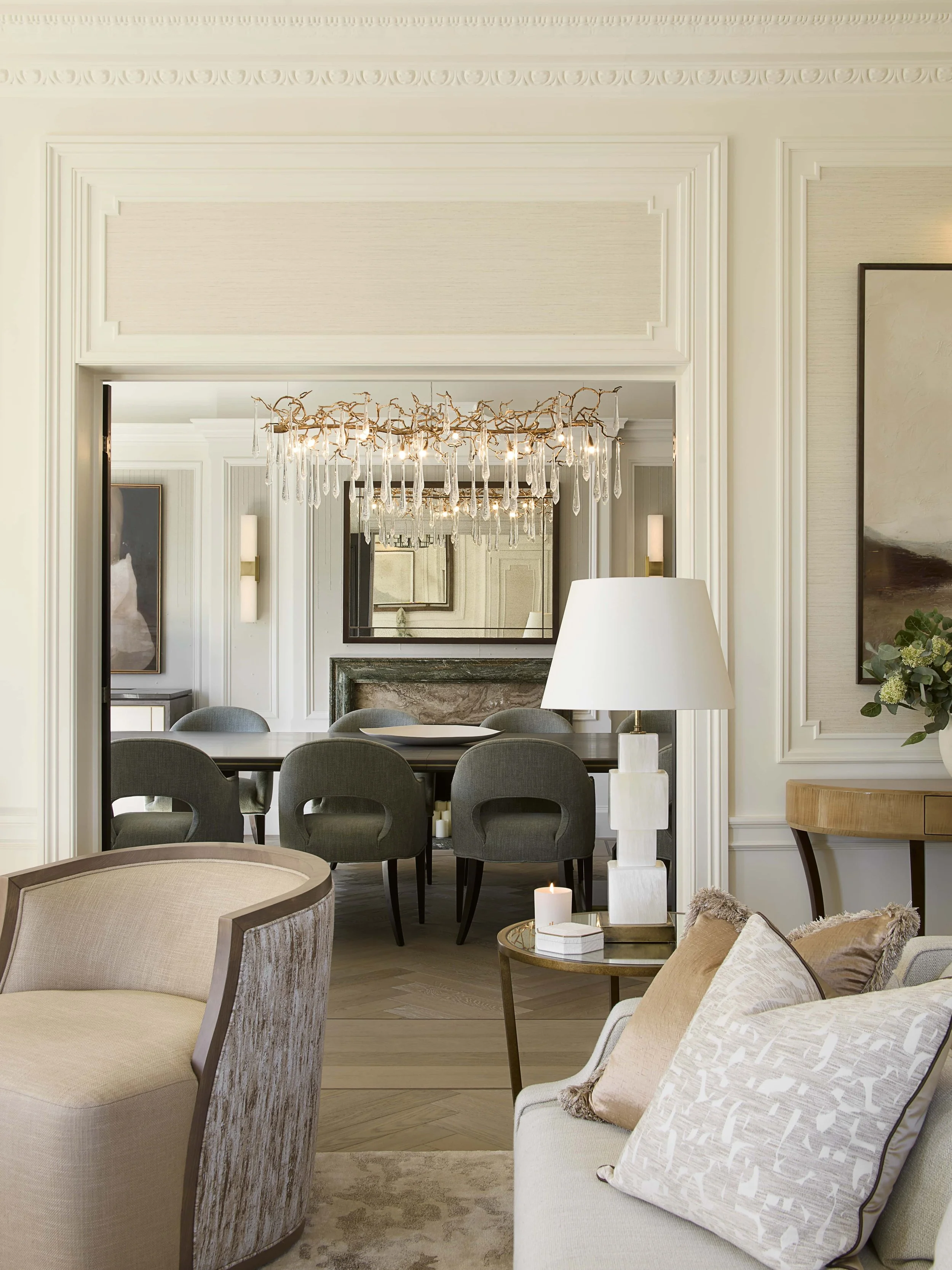 herringbone flooring Marylebone luxury apartment