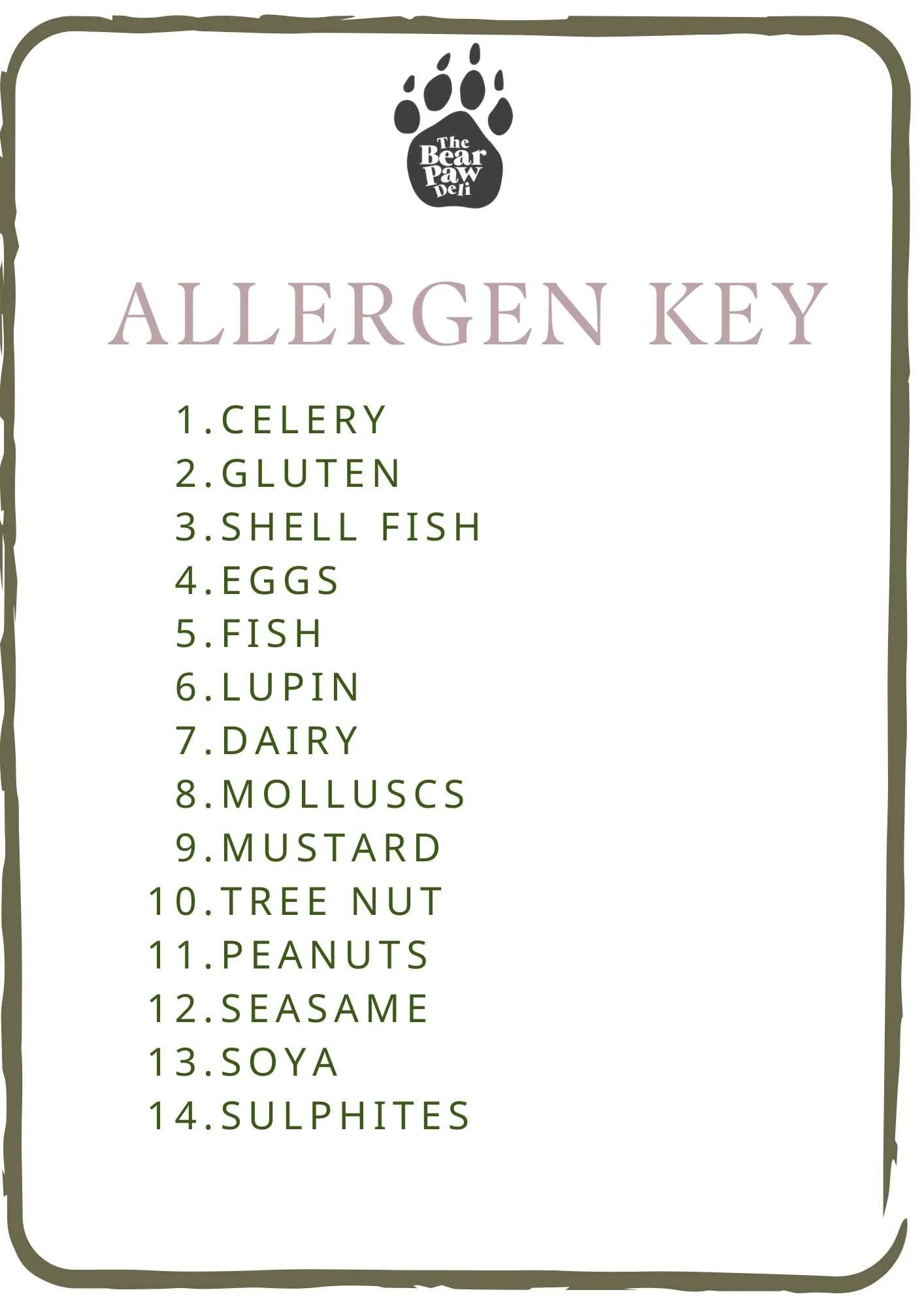 Allergen Key | Clarify Allergens—Eat Safely Now — The Bear Paw Deli ...