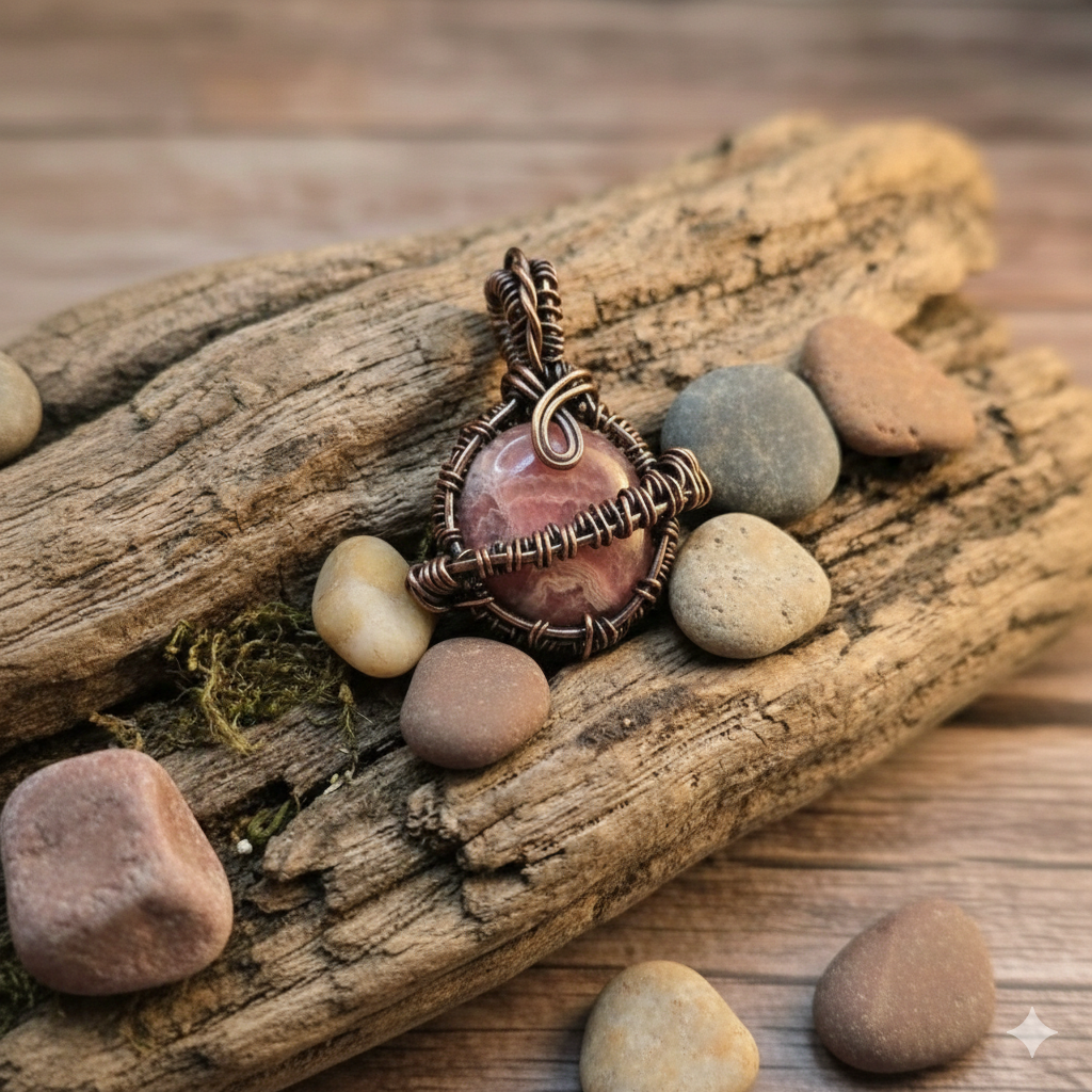 Mini Rhodochrosite Saturn Pendant