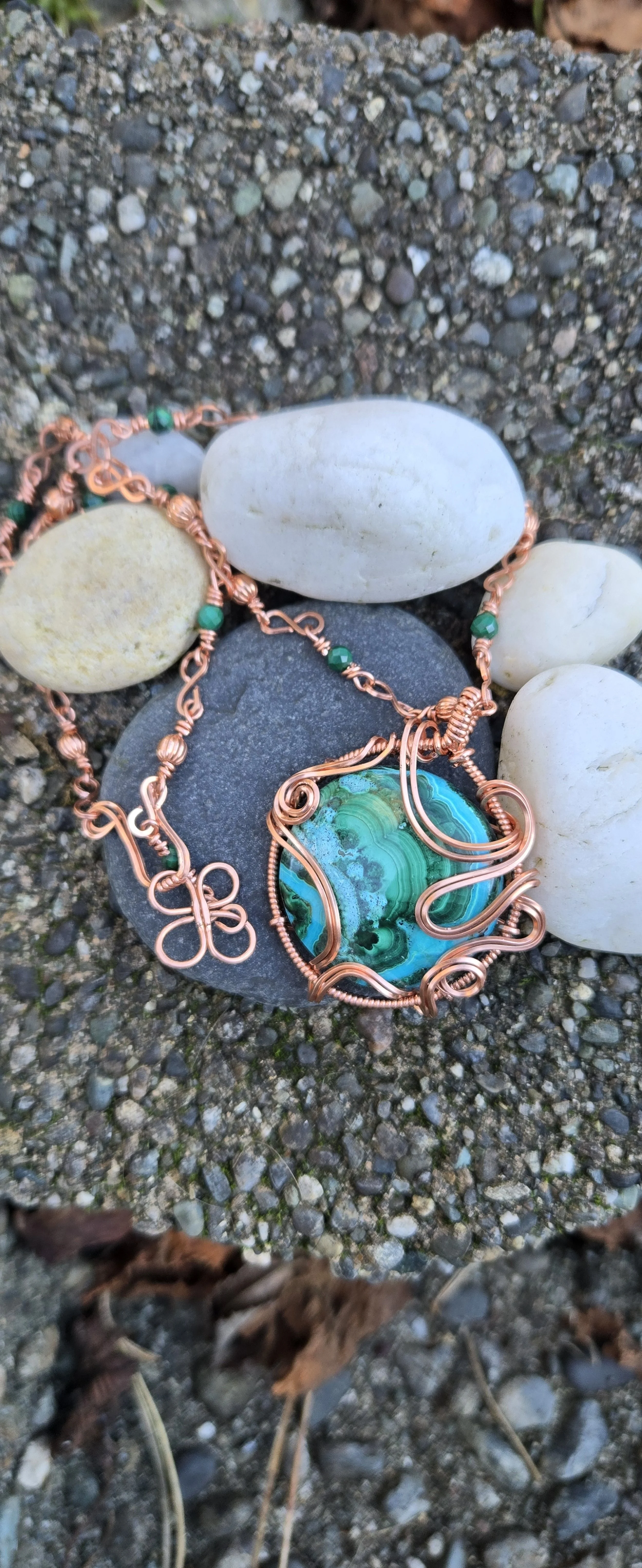 Malacolla Pendant and 18 inch chain with matching earrings set