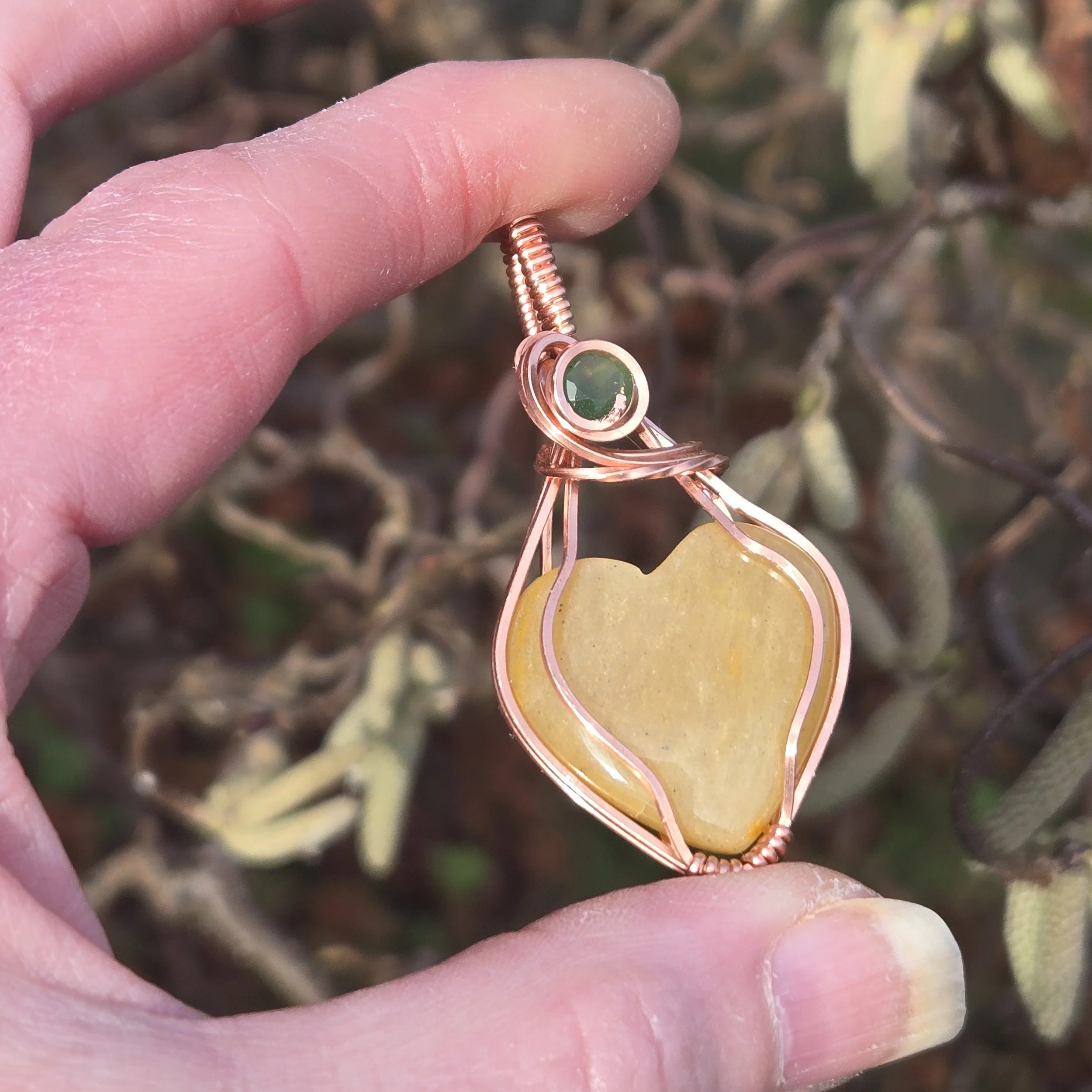 Yellow Aventurine & Green Onyx Heart