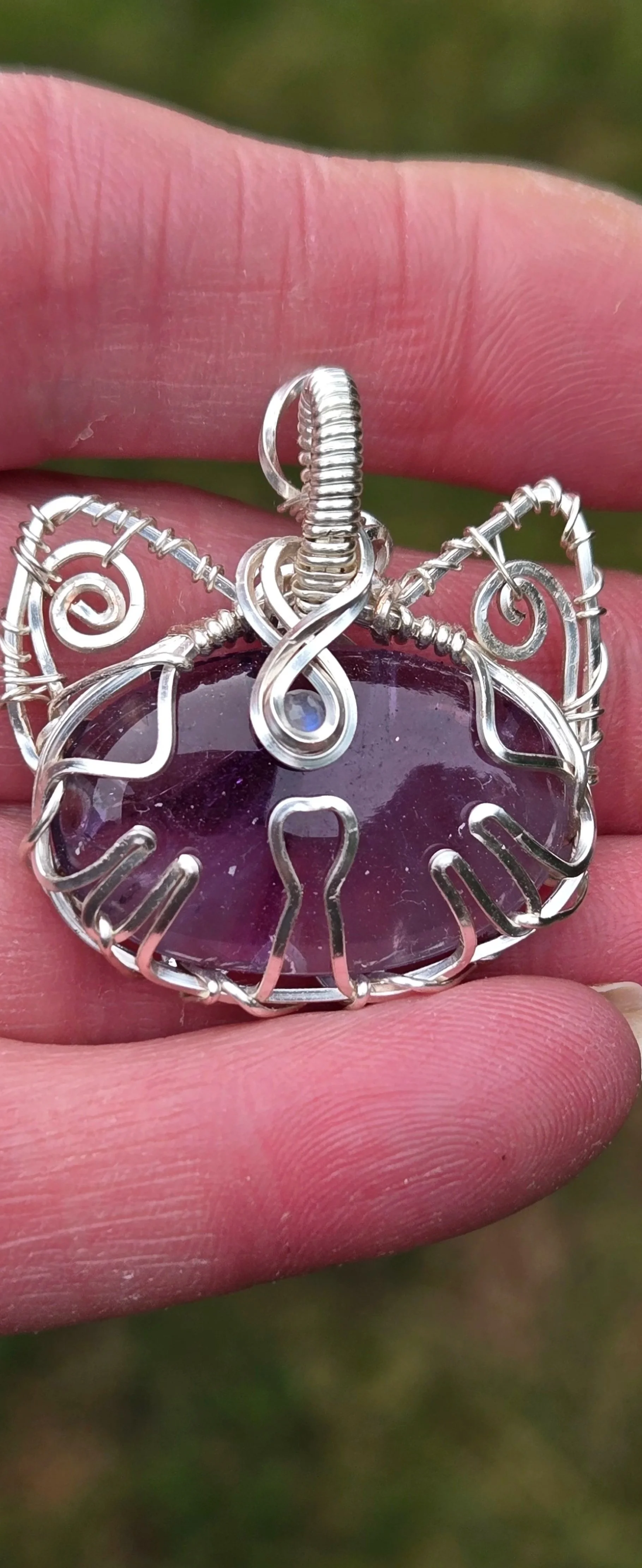 Amethyst Cat Silver Plated Pendant
