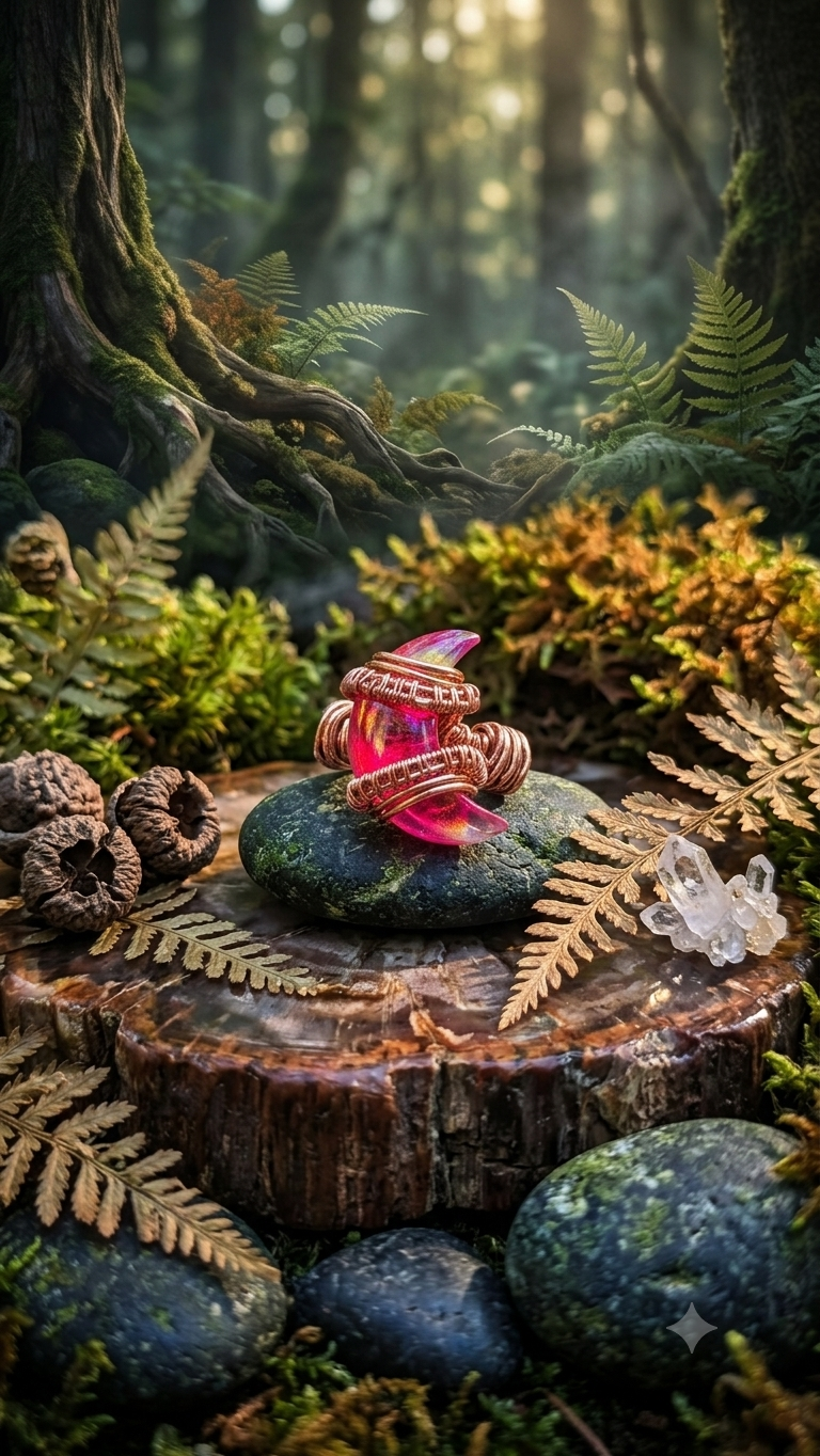 Pink Aurora Opal Ring Size 7.5