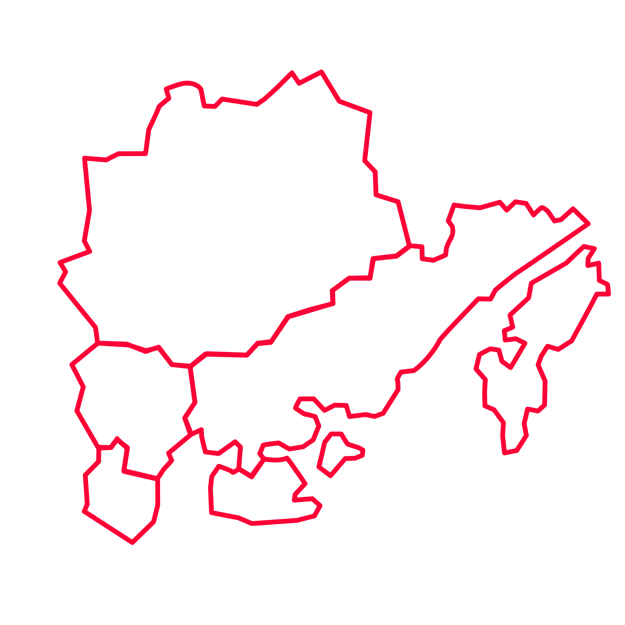 Bilden visar de fem kommuner som ingår i Nordost